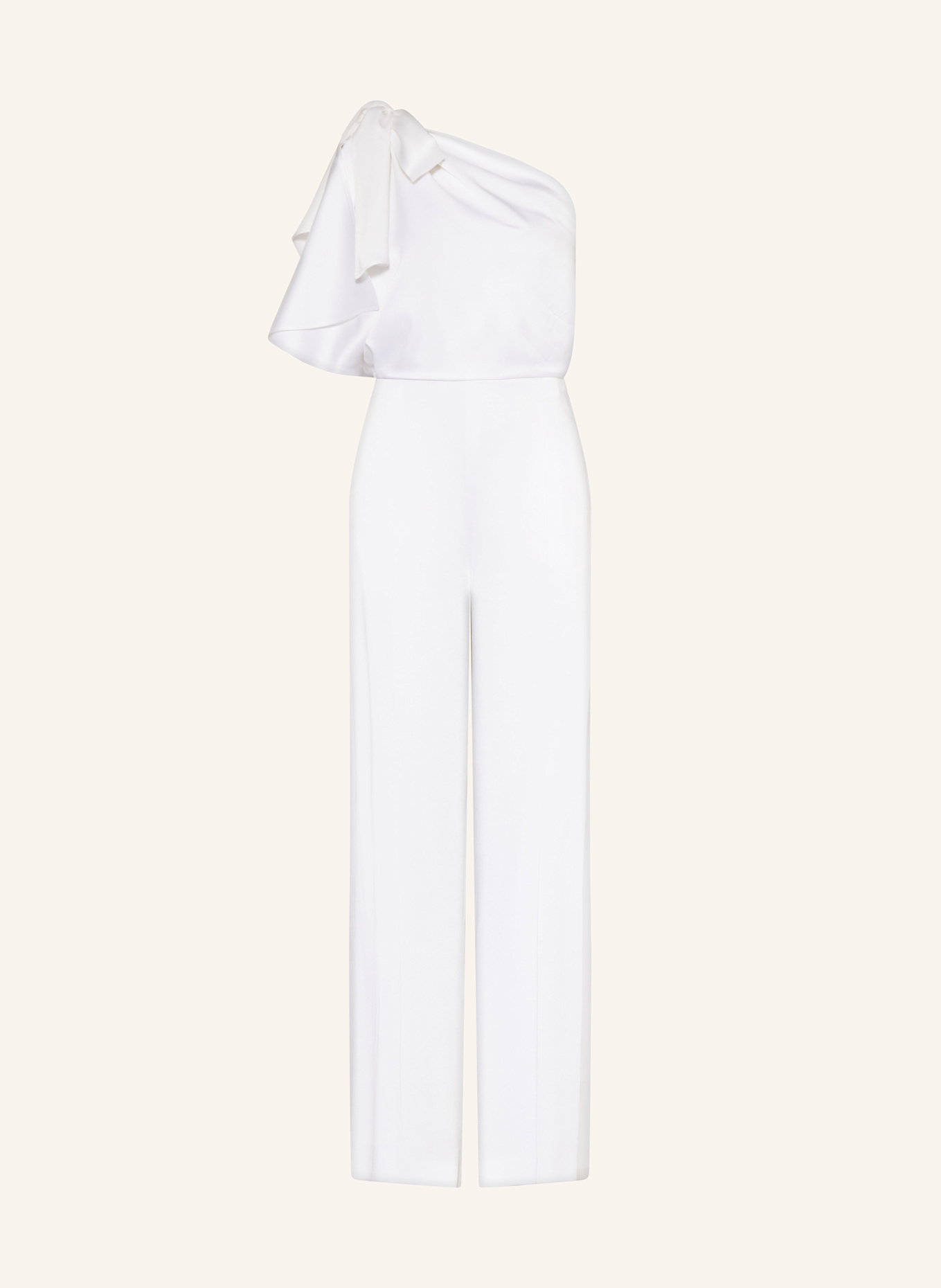 BOSS One-Shoulder-Jumpsuit DEIANA mit Volants und Schluppe: WEISS