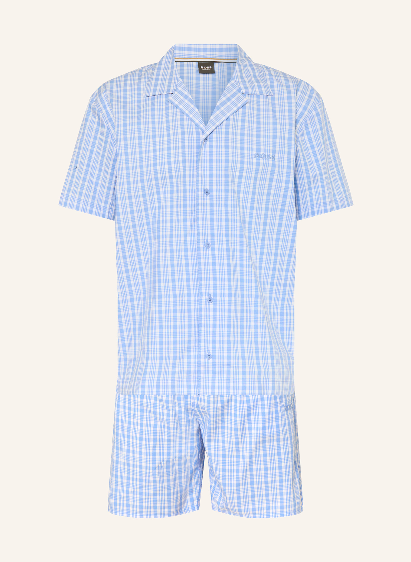BOSS Shorty-Schlafanzug COOPER: HELLBLAU / WEISS