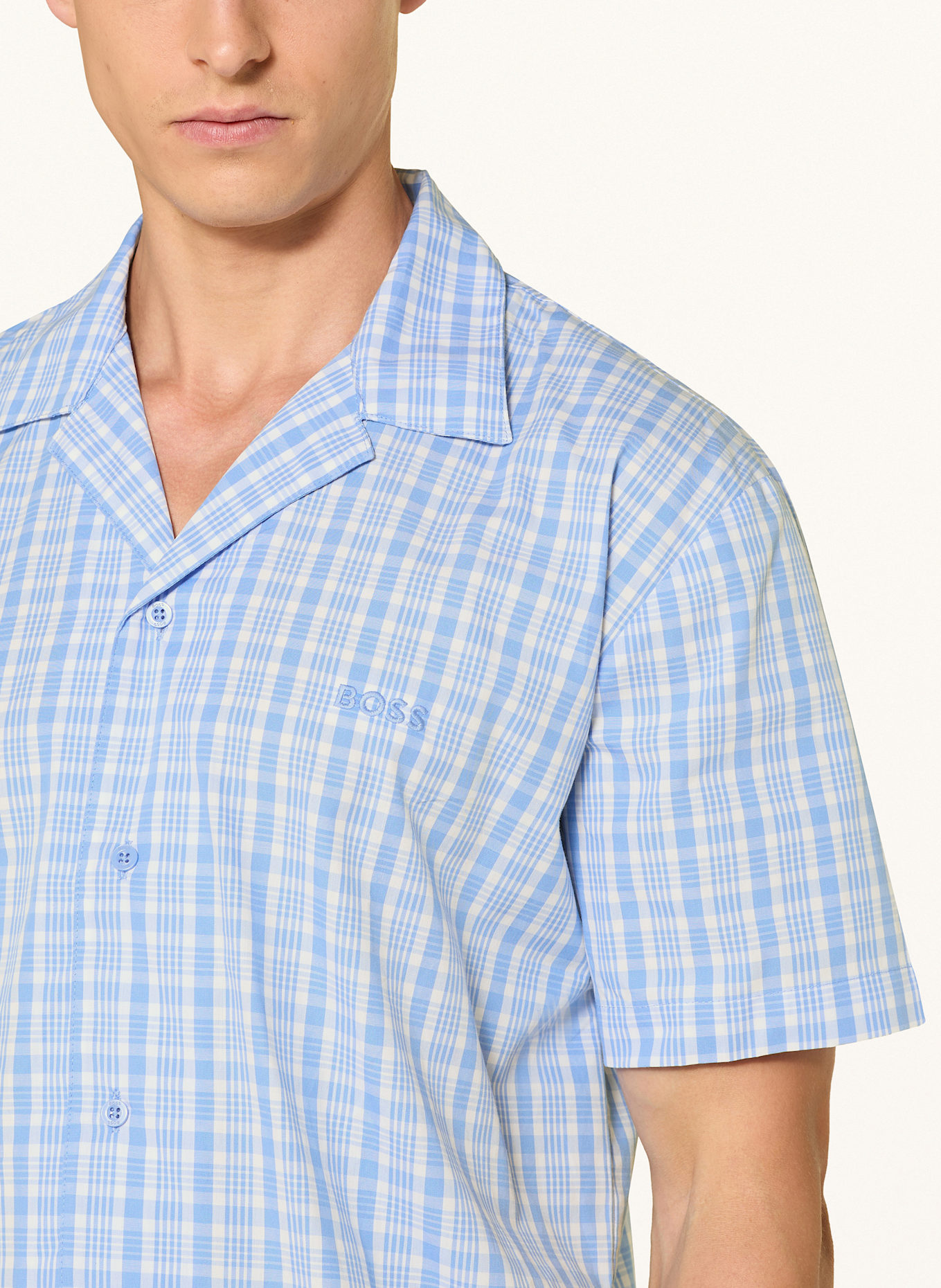 BOSS Shorty-Schlafanzug COOPER: HELLBLAU / WEISS