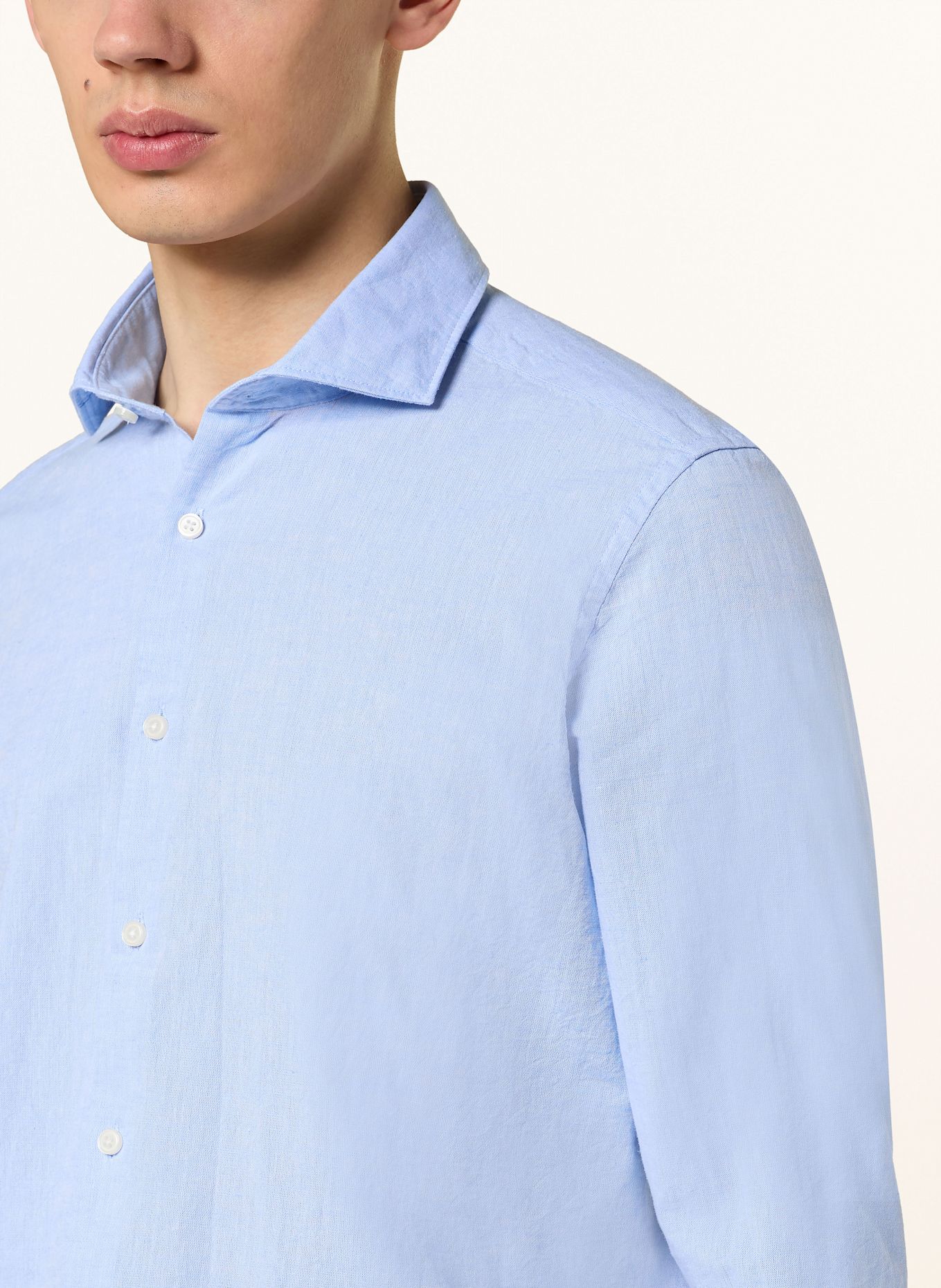 PAUL Shirt slim fit with linen: LIGHT BLUE