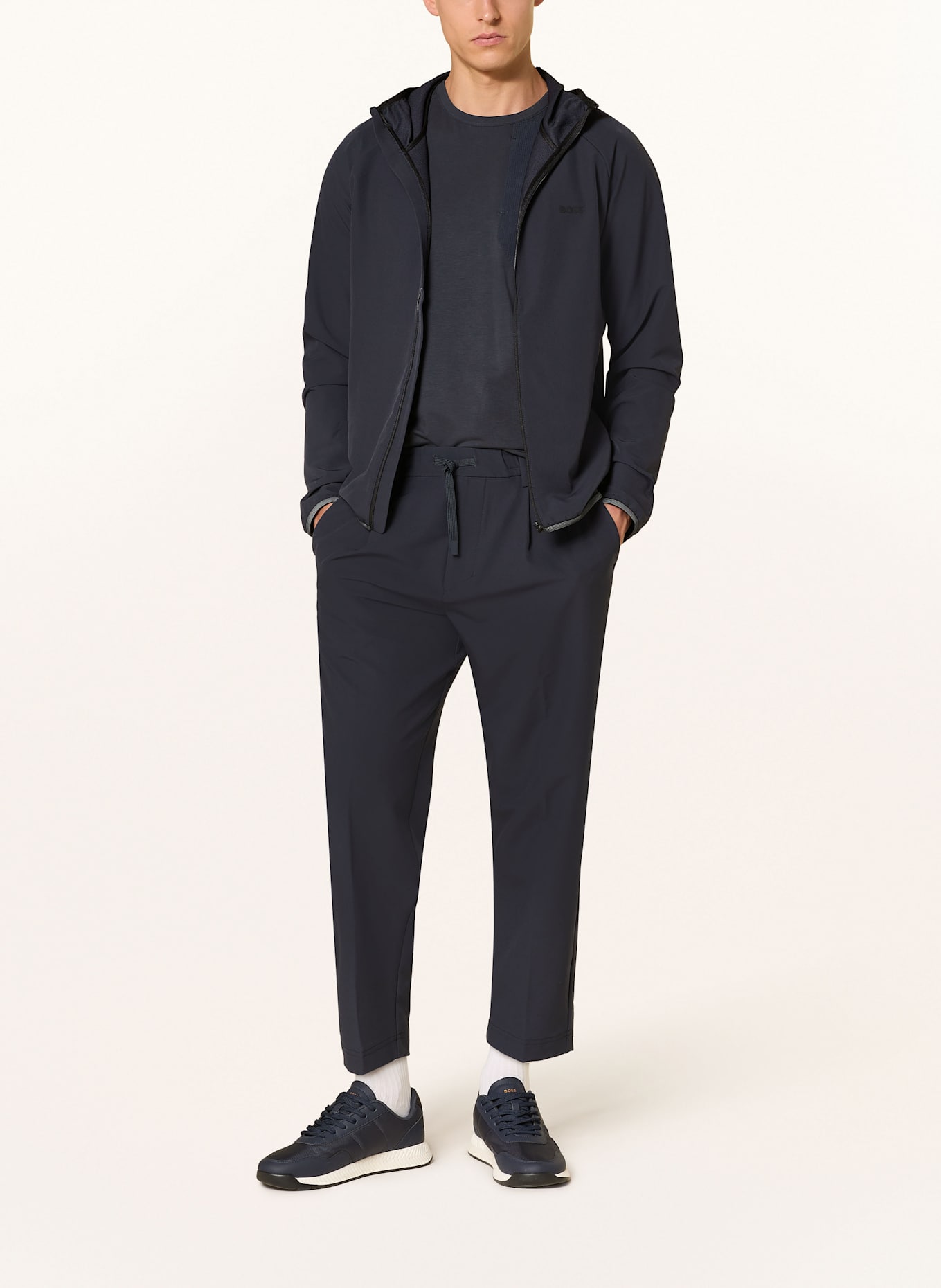 BOSS Chino T_CONVERT-PLEAT Tapered Fit: DUNKELBLAU