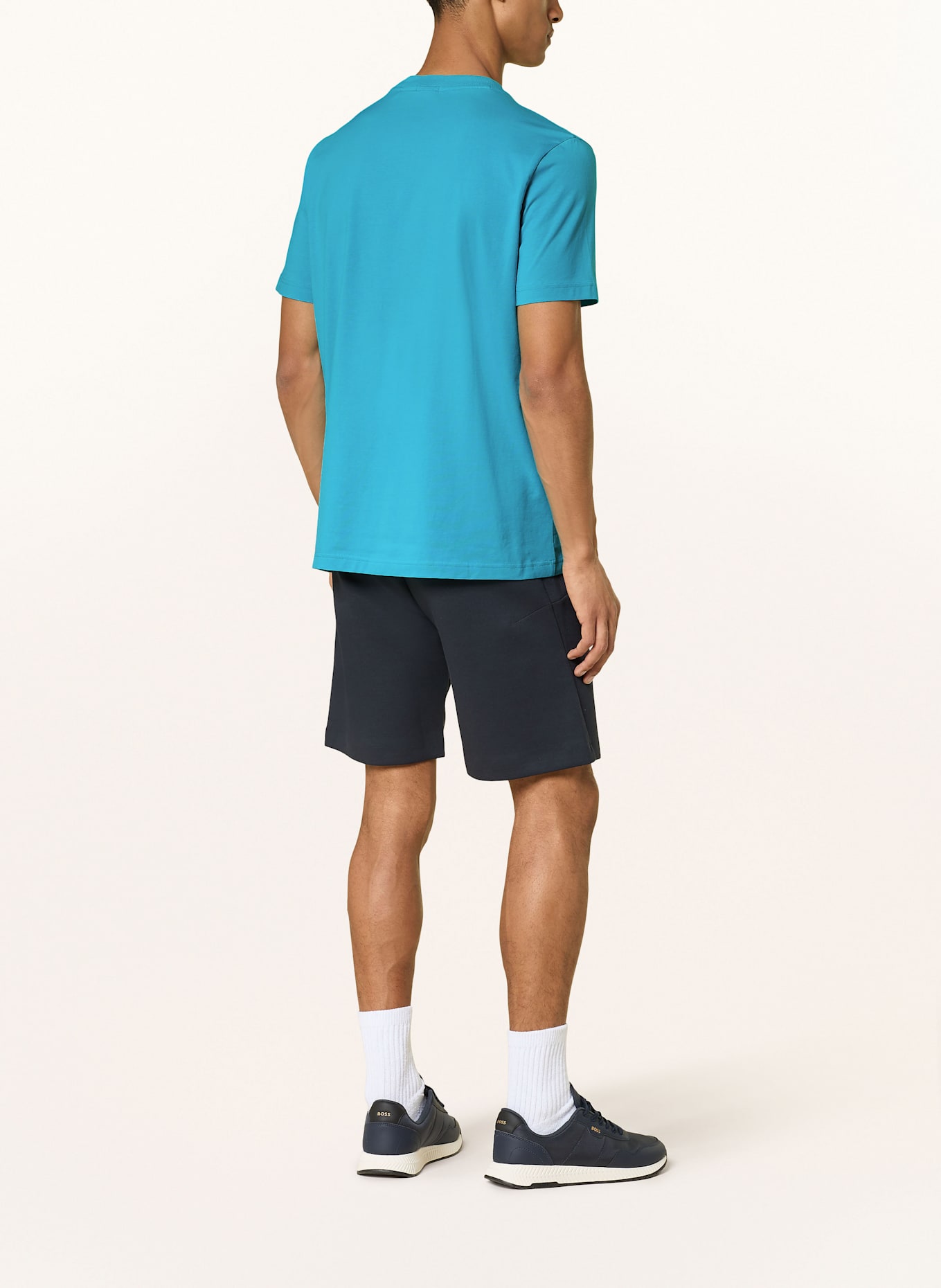 BOSS T-shirt TEE: JASKRAWY TURKUSOWY