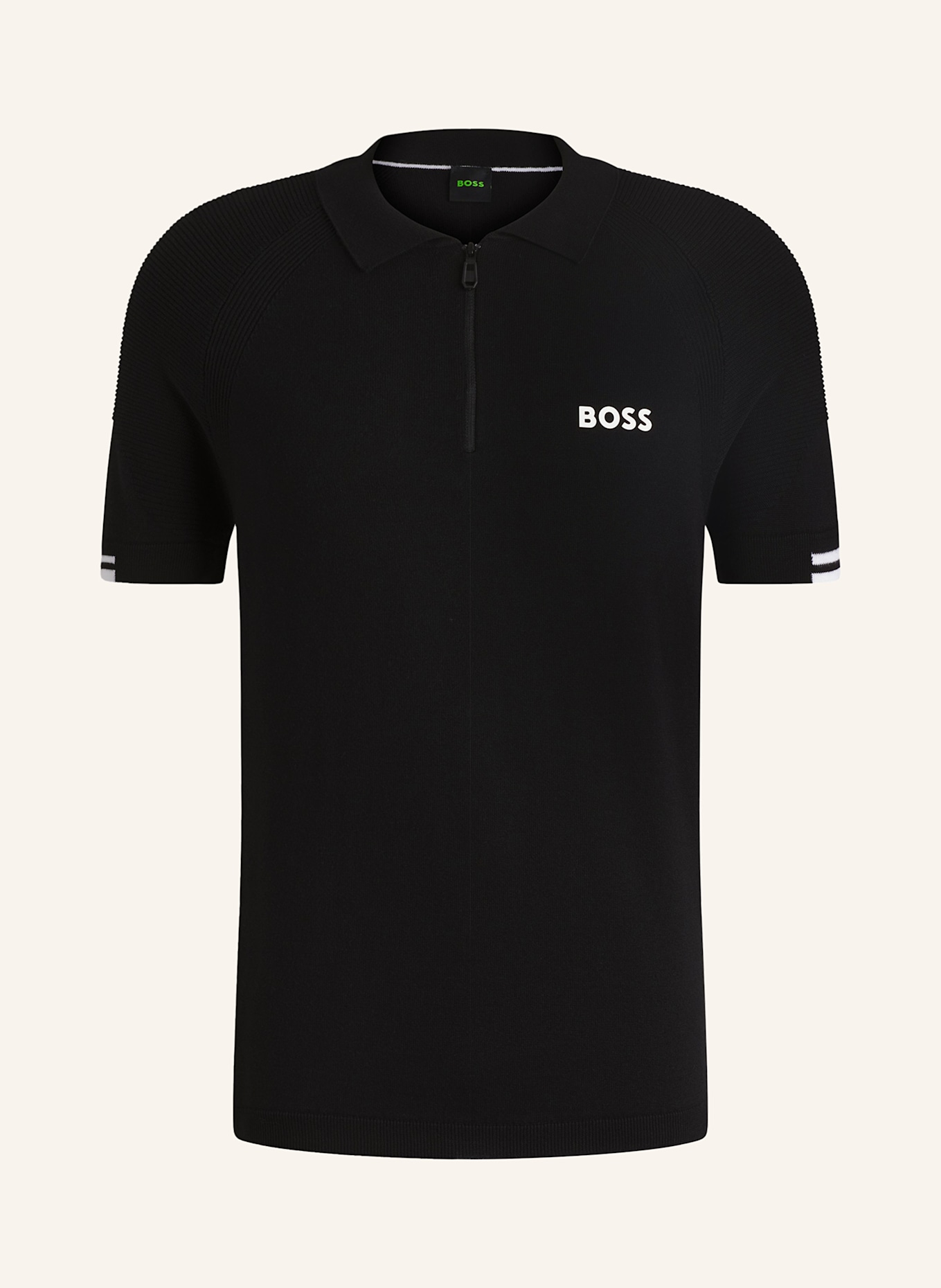 BOSS Knitted polo shirt PERFORM-MAX in black