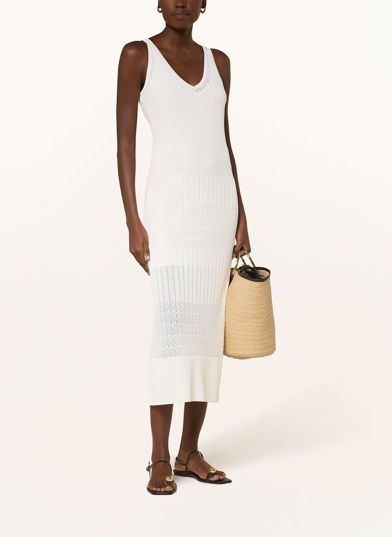 BOSS Strickkleid FLOOM: WEISS