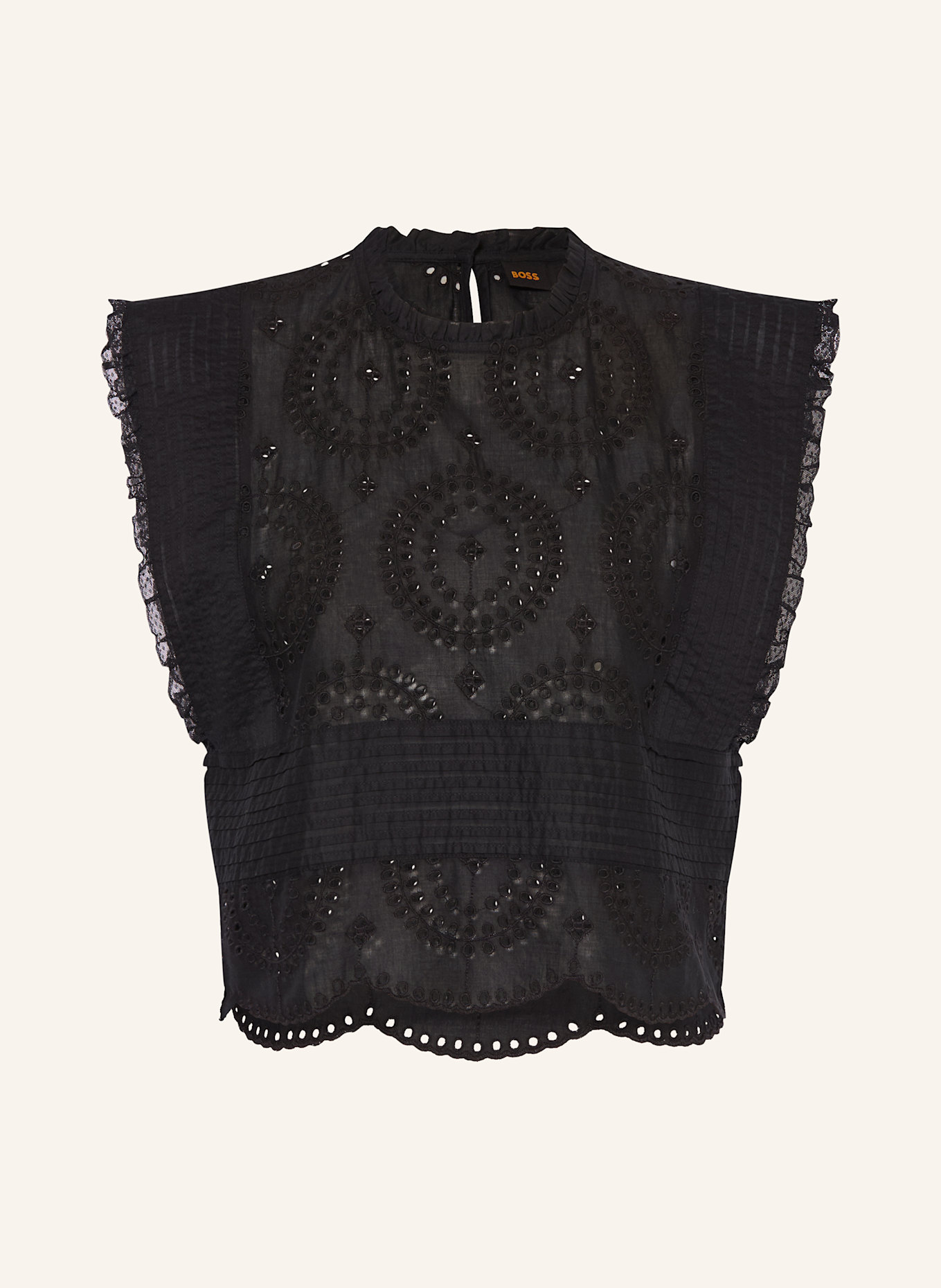 BOSS Blusentop BREDY aus Lochspize: SCHWARZ