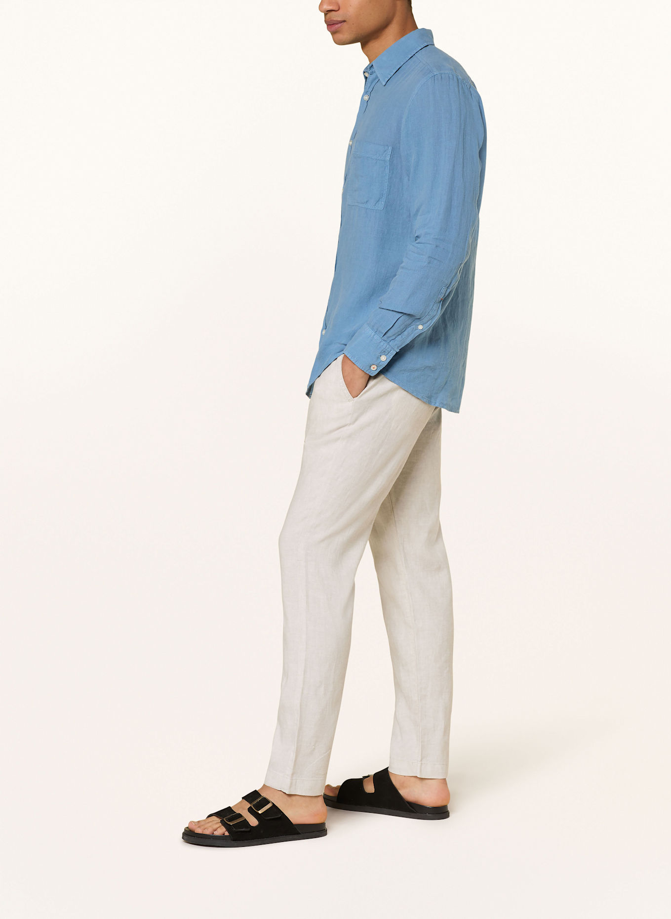 BOSS Hose SANDERSON Straight Fit mit Leinen: BEIGE
