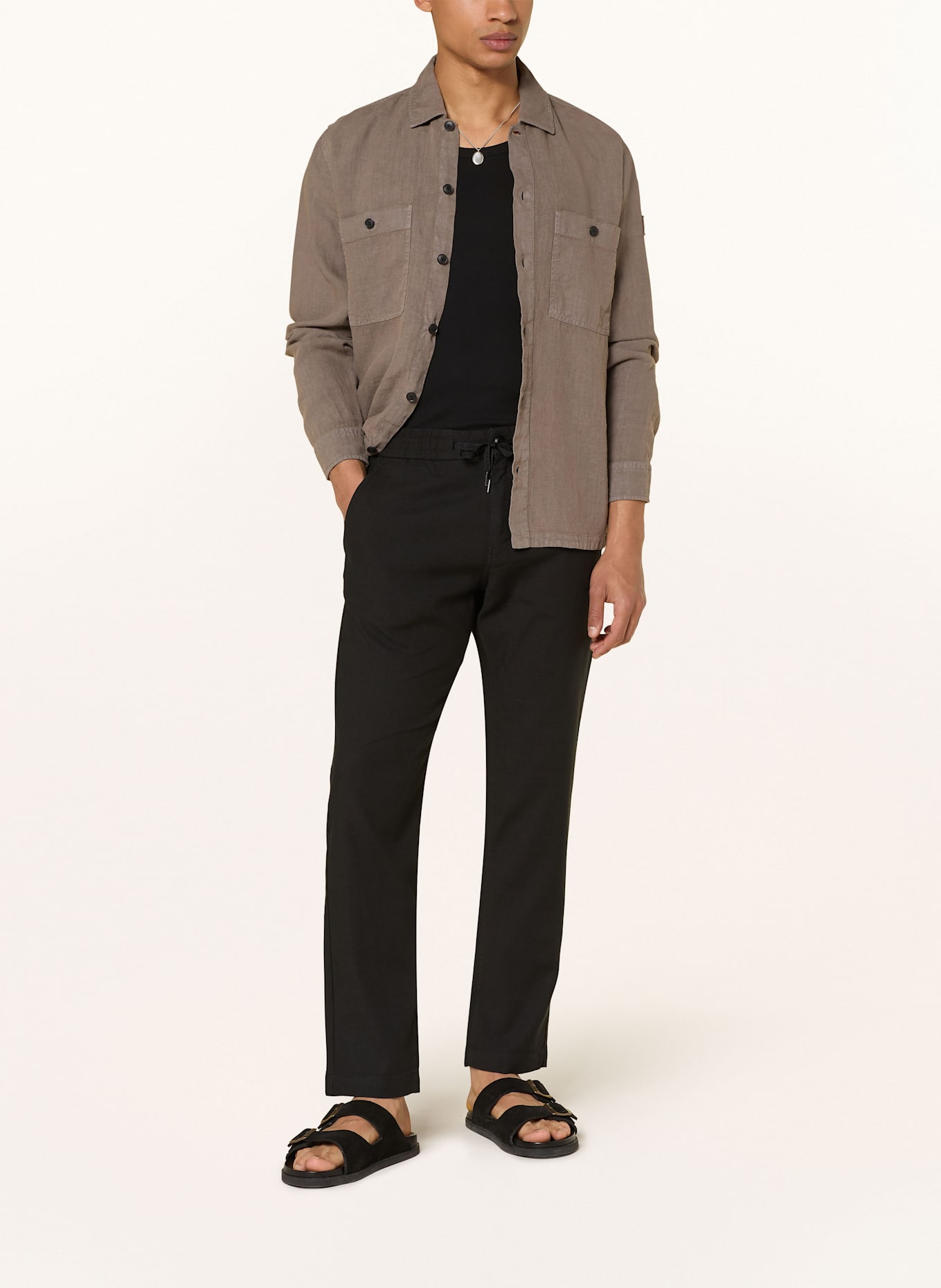BOSS Hose SANDERSON Straight Fit mit Leinen: SCHWARZ