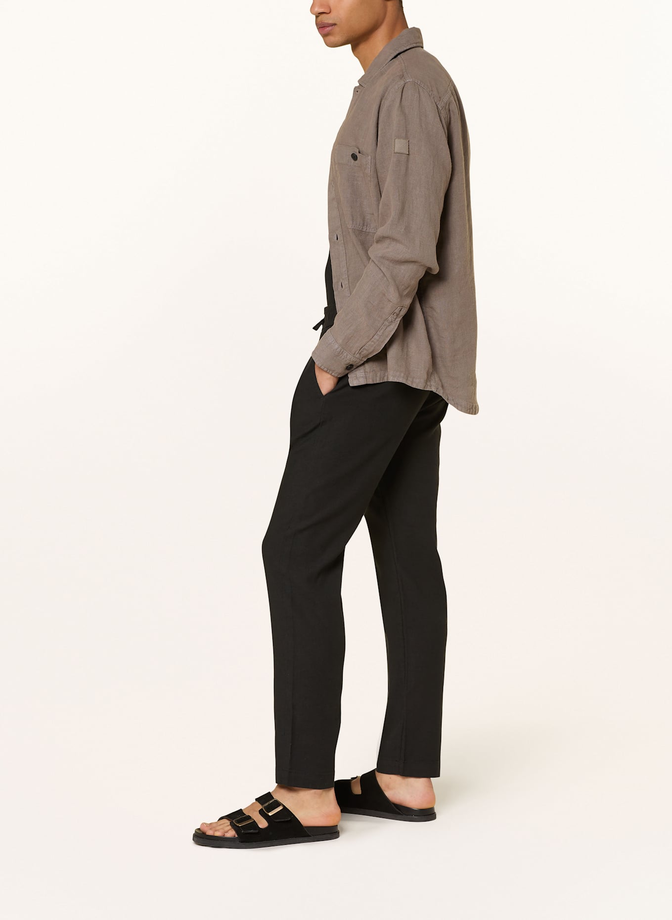 BOSS Hose SANDERSON Straight Fit mit Leinen: SCHWARZ