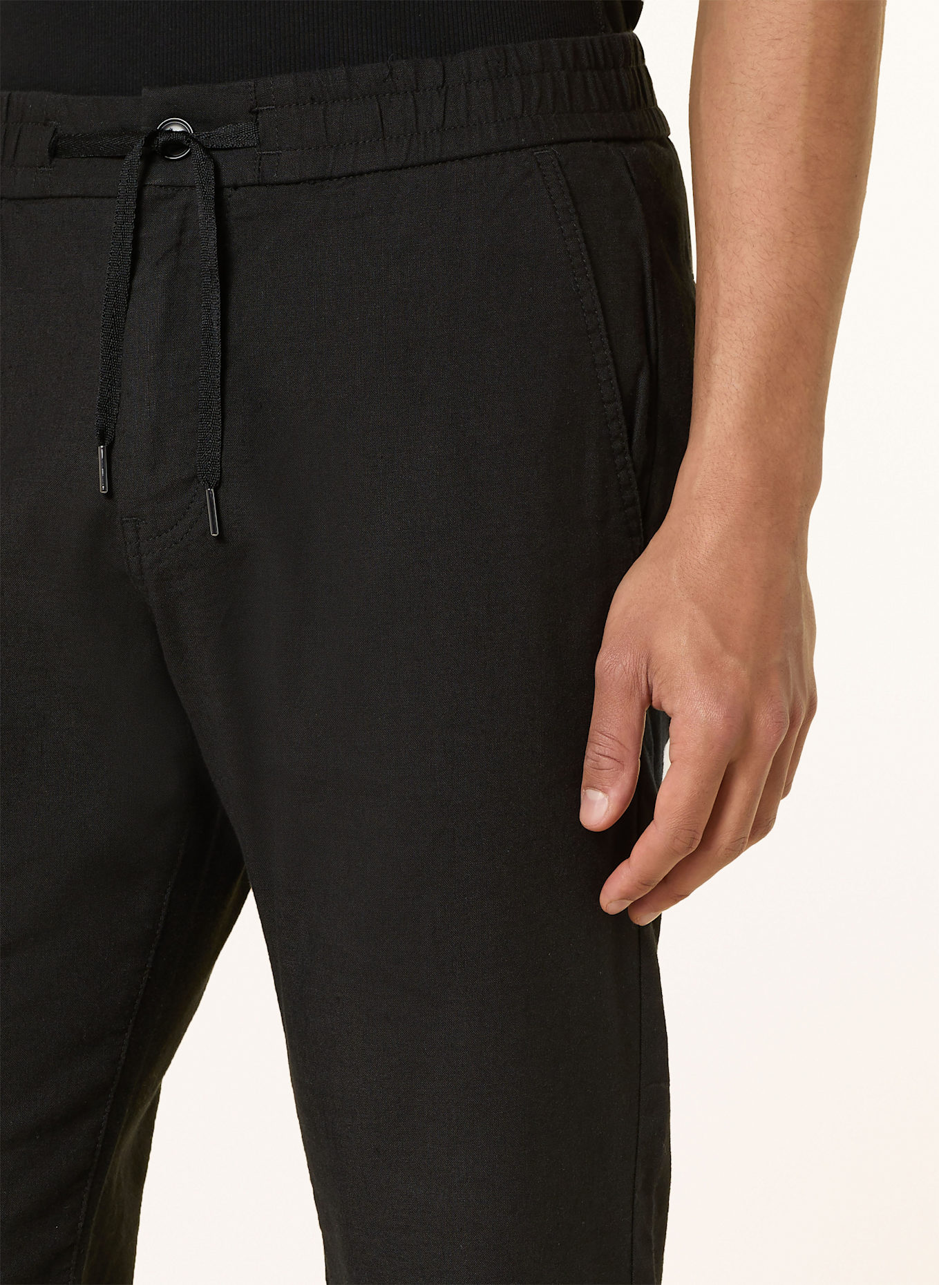 BOSS Hose SANDERSON Straight Fit mit Leinen: SCHWARZ