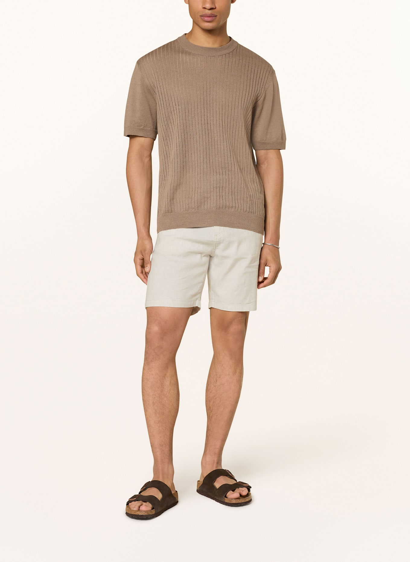 BOSS Chinoshorts Tapered Fit mit Leinen: BEIGE