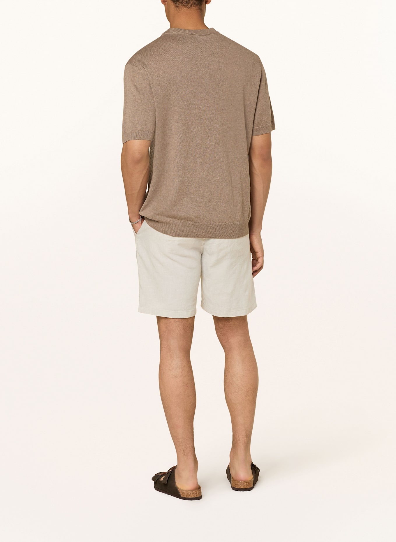 BOSS Chinoshorts Tapered Fit mit Leinen: BEIGE