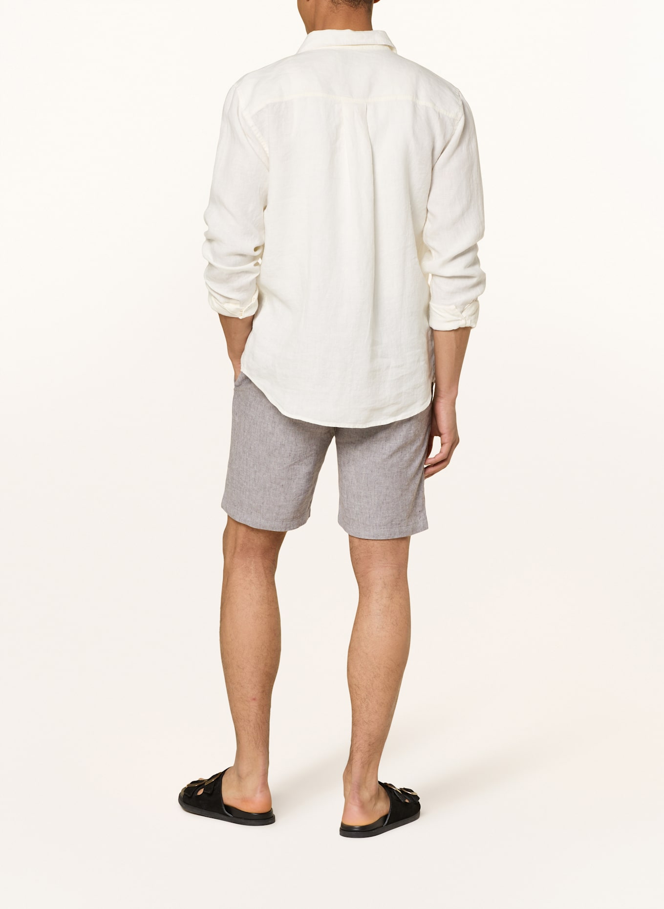 BOSS Chinoshorts Tapered Fit mit Leinen: TAUPE