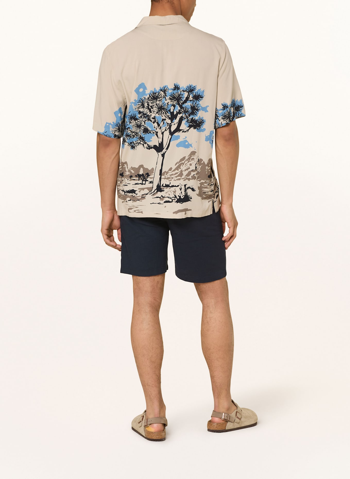 BOSS Chinoshorts Tapered Fit mit Leinen: DUNKELBLAU