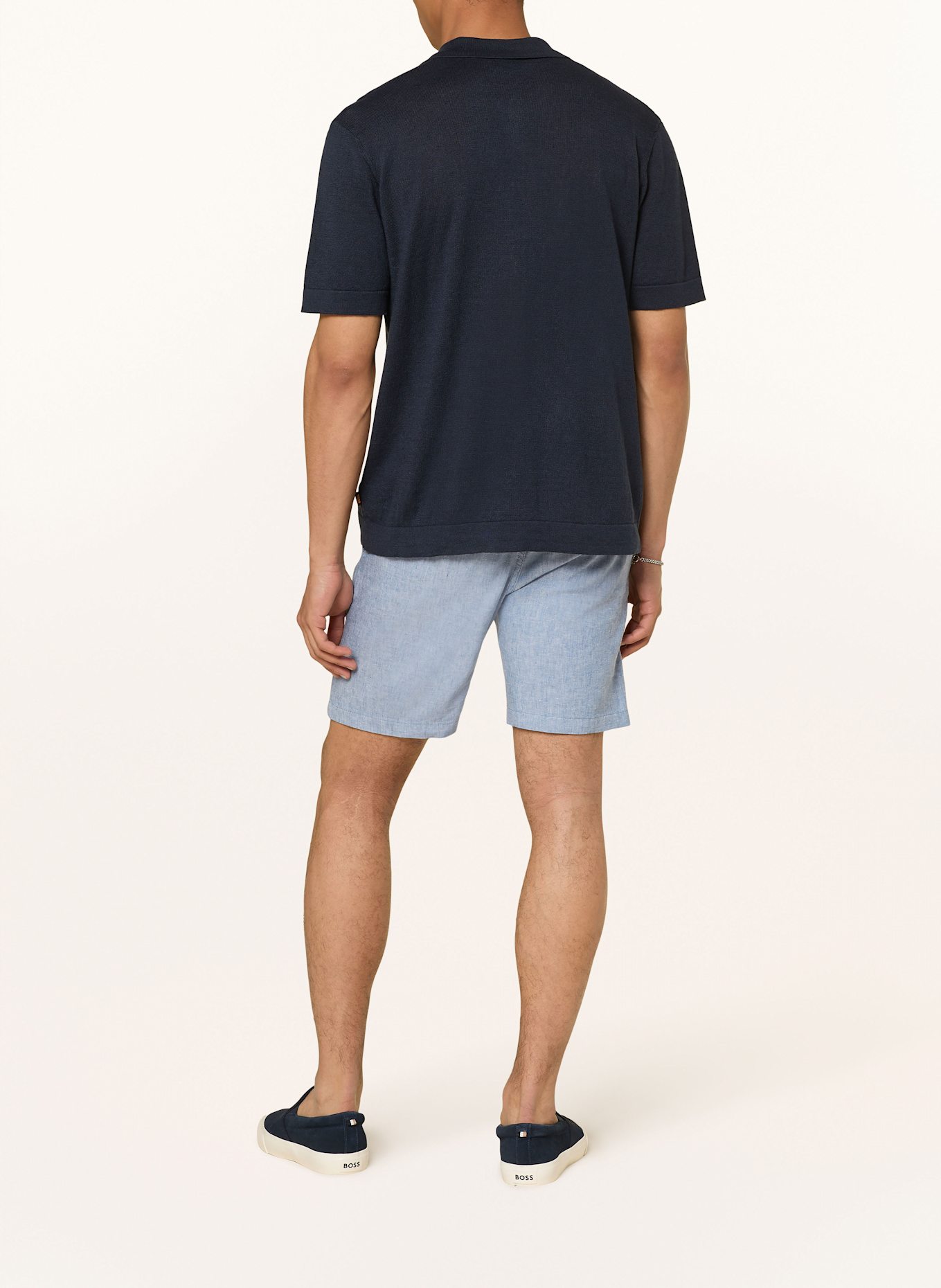 BOSS Chinoshorts Tapered Fit mit Leinen: BLAUGRAU