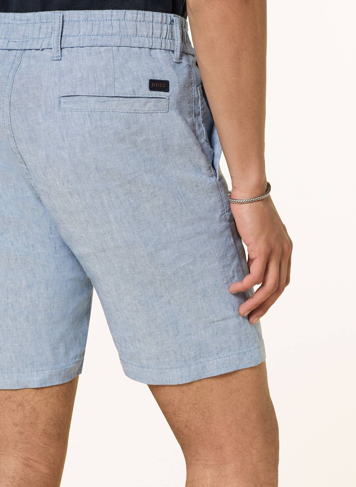 BOSS Chinoshorts Tapered Fit mit Leinen: BLAUGRAU