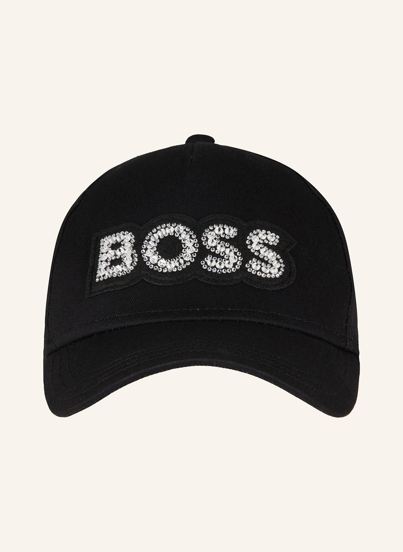 BOSS Cap LILYAN mit Schmucksteinen: SCHWARZ