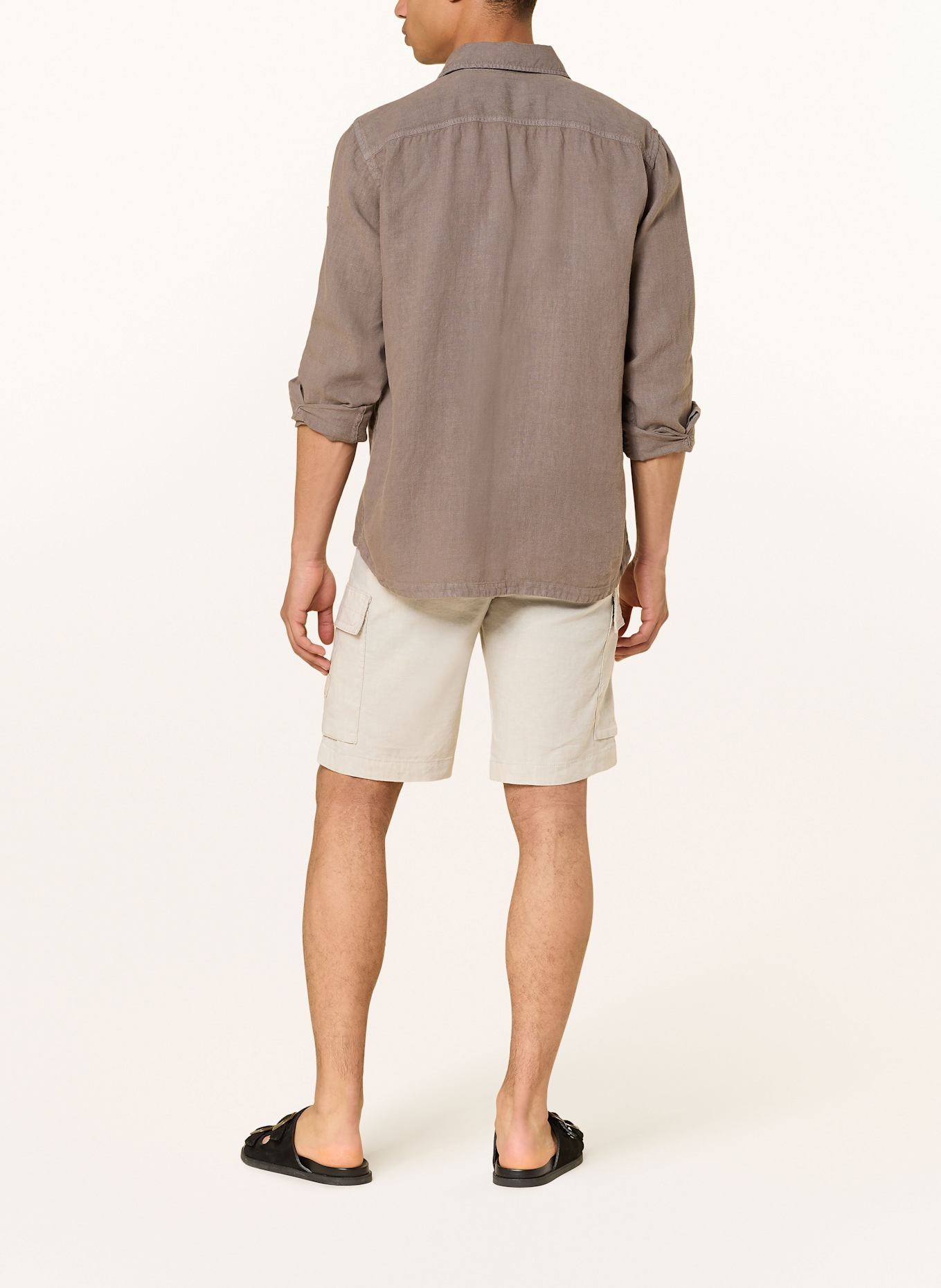 BOSS Cargoshorts SISLA Relaxed Fit mit Leinen: HELLGRAU