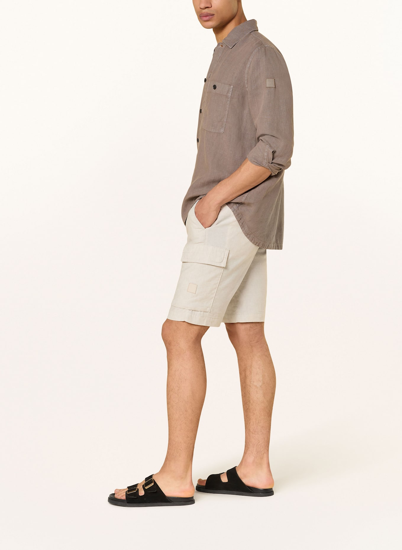 BOSS Cargoshorts SISLA Relaxed Fit mit Leinen: HELLGRAU