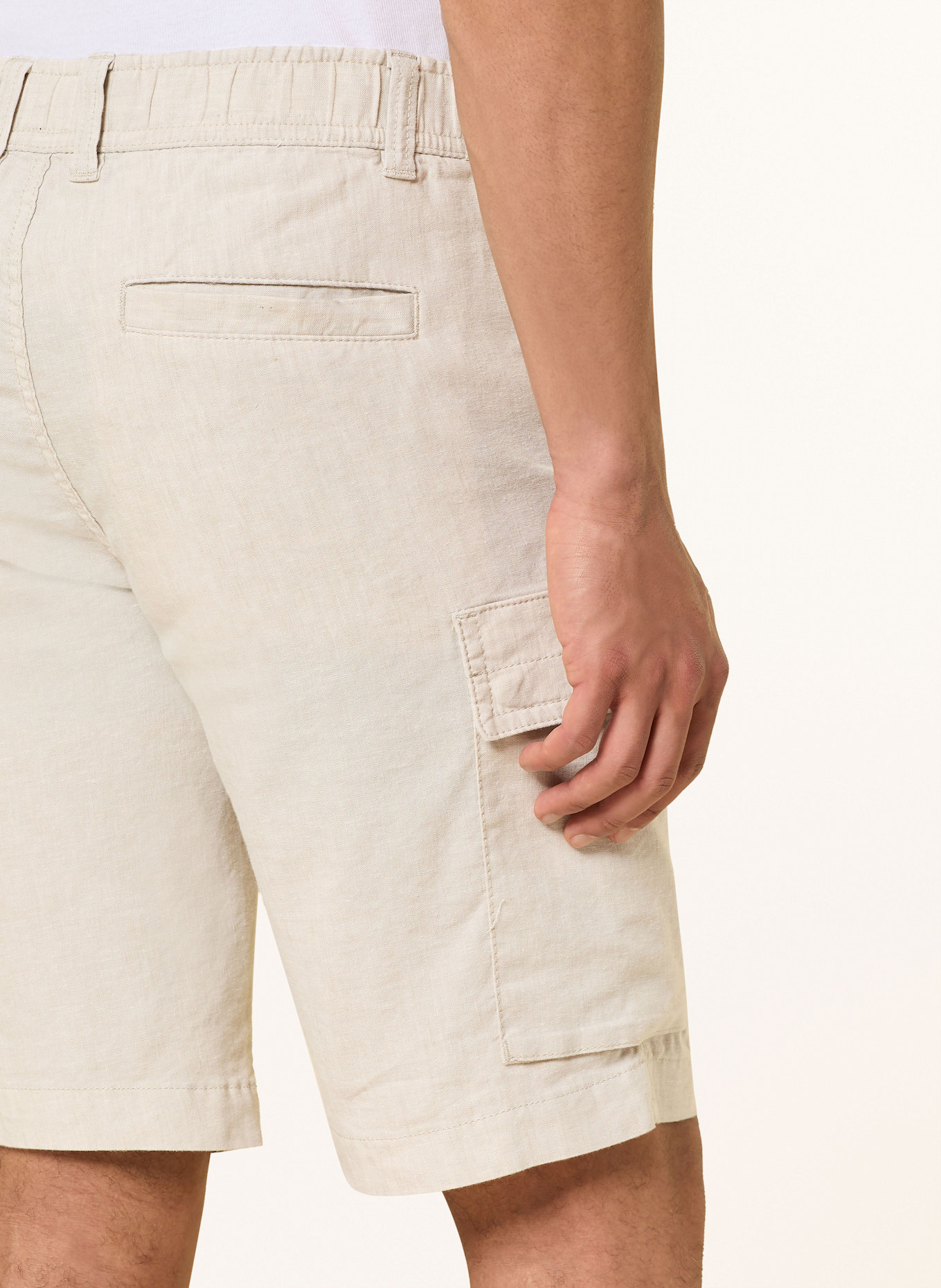 BOSS Cargoshorts SISLA Relaxed Fit mit Leinen: HELLGRAU