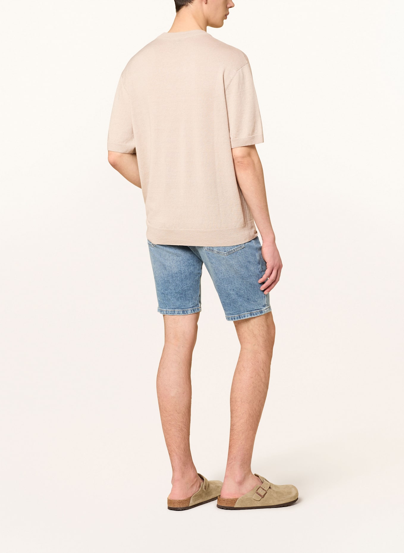 BOSS Strickshirt AJORDINO mit Leinen: BEIGE