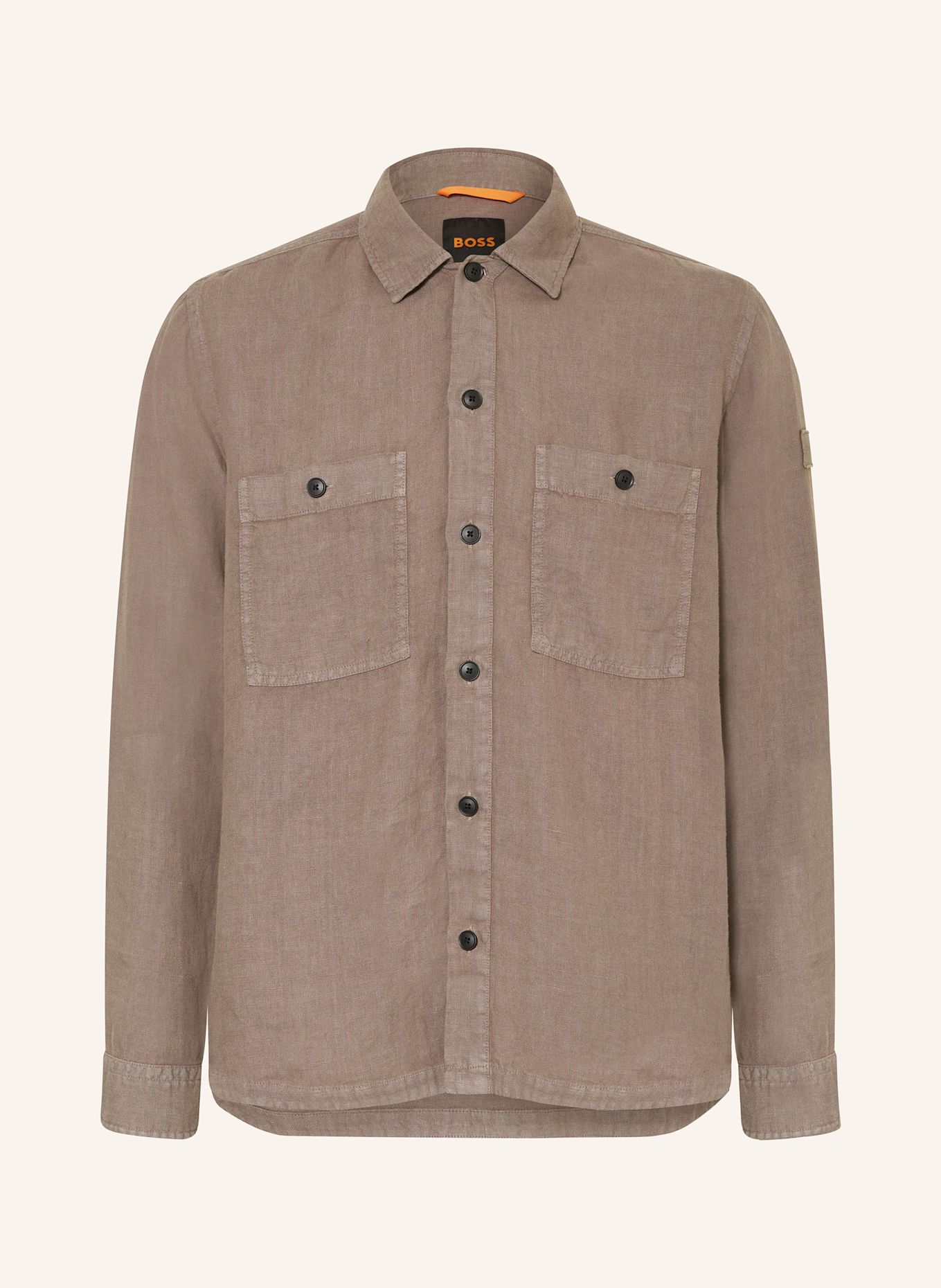 BOSS Leinen-Overshirt LOCKY: GRAU