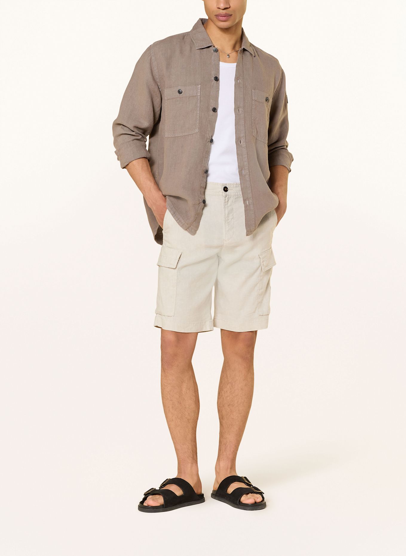 BOSS Leinen-Overshirt LOCKY: GRAU