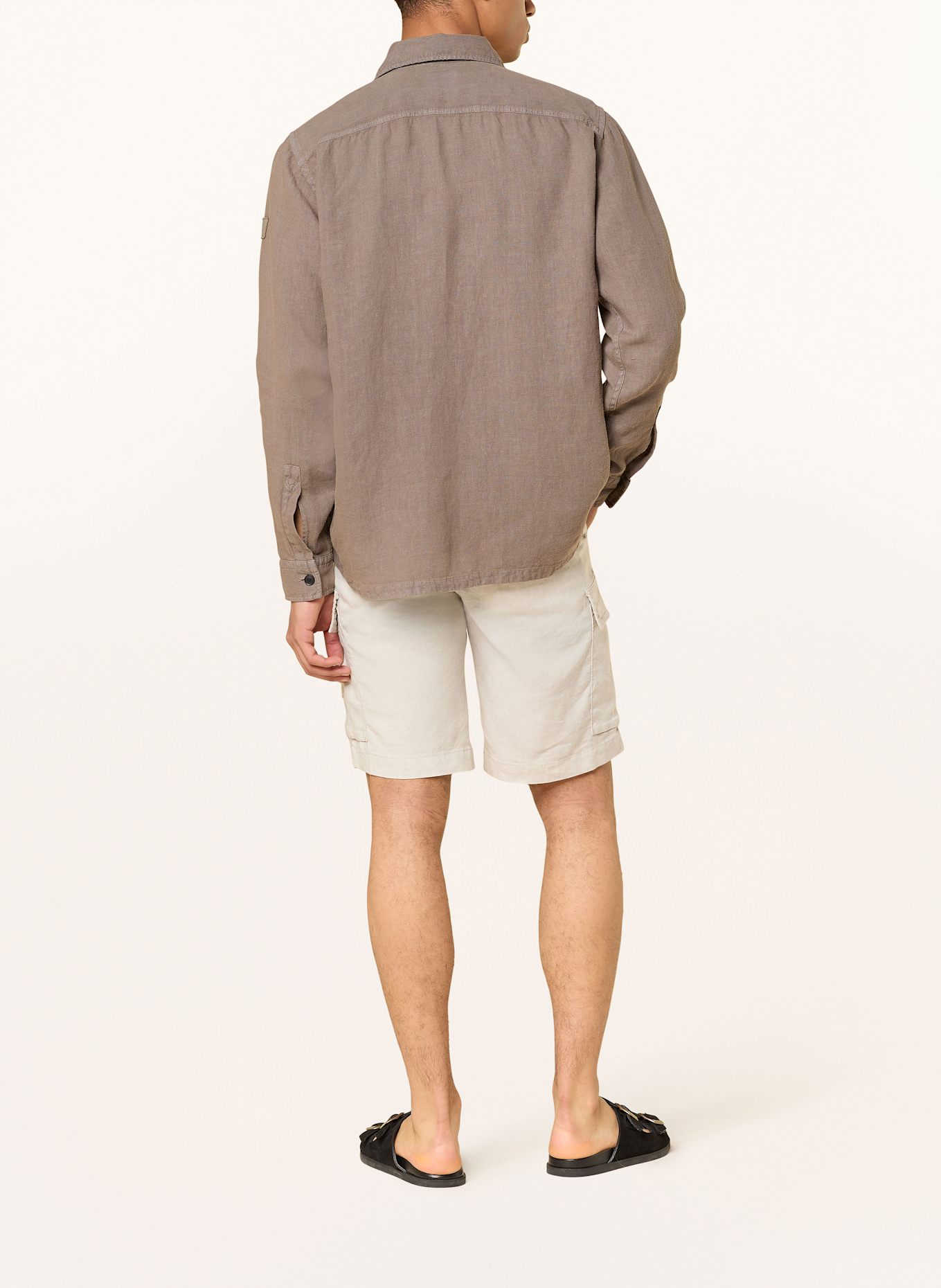 BOSS Leinen-Overshirt LOCKY: GRAU