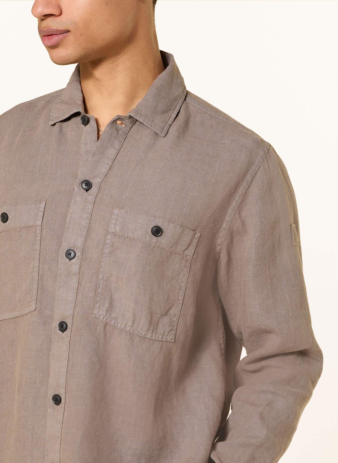 BOSS Leinen-Overshirt LOCKY: GRAU
