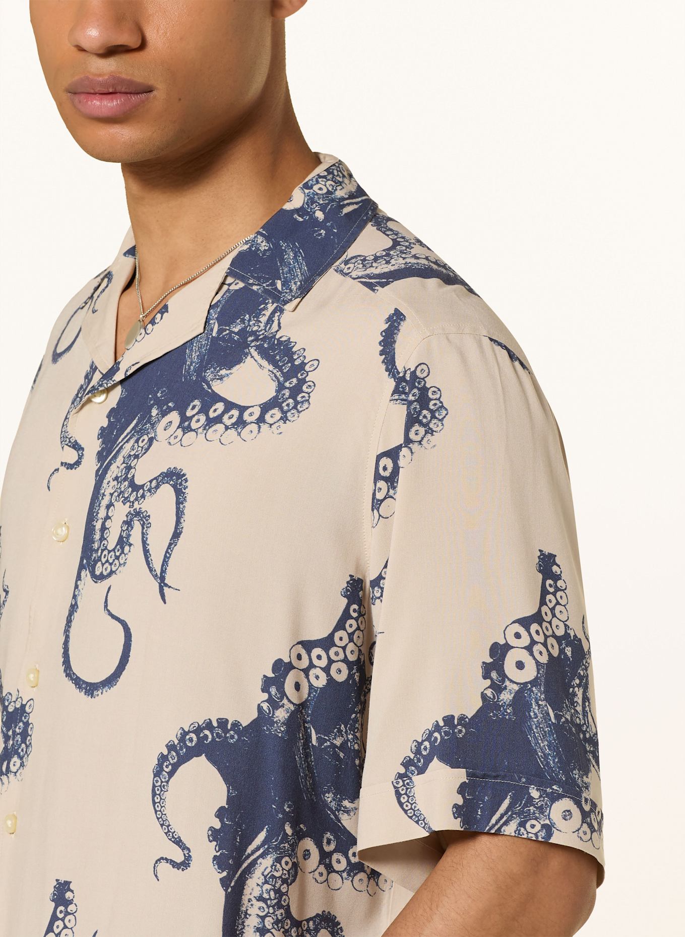 BOSS Resorthemd LAPISY_M Relaxed Fit: BEIGE/ DUNKELBLAU