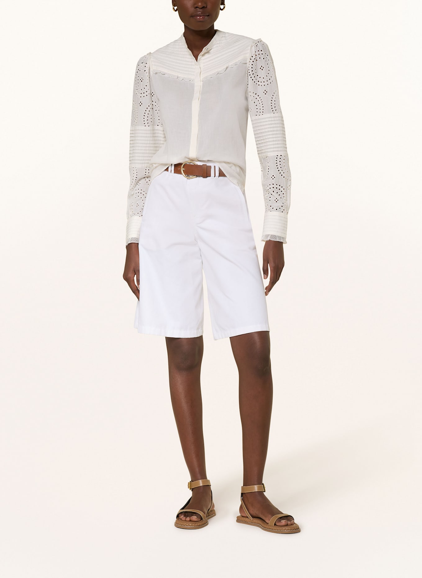 BOSS Bluse BEBRODY mit Lochspitze: WEISS