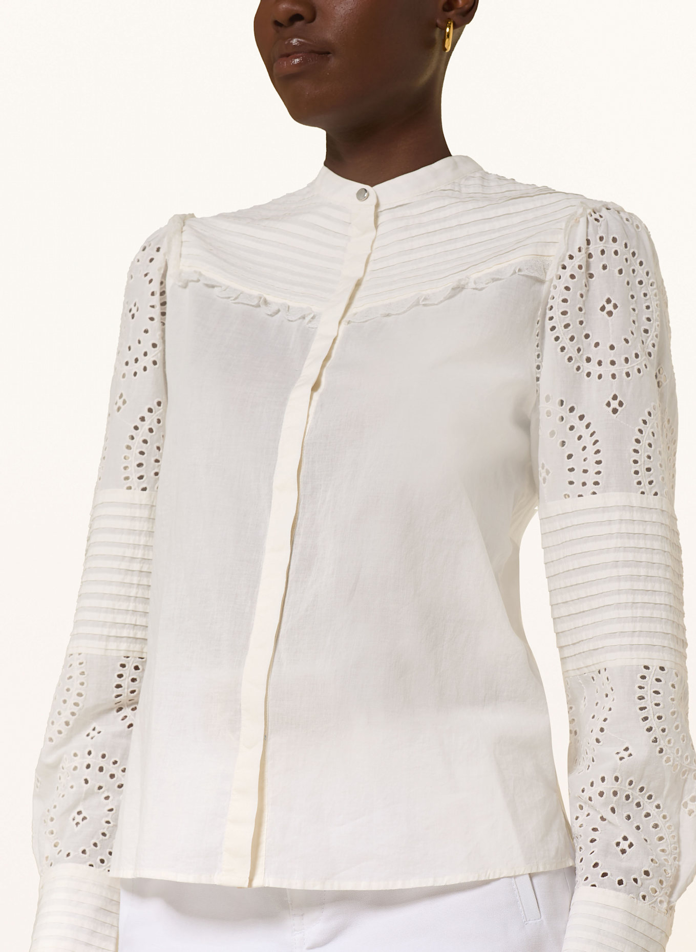 BOSS Bluse BEBRODY mit Lochspitze: WEISS