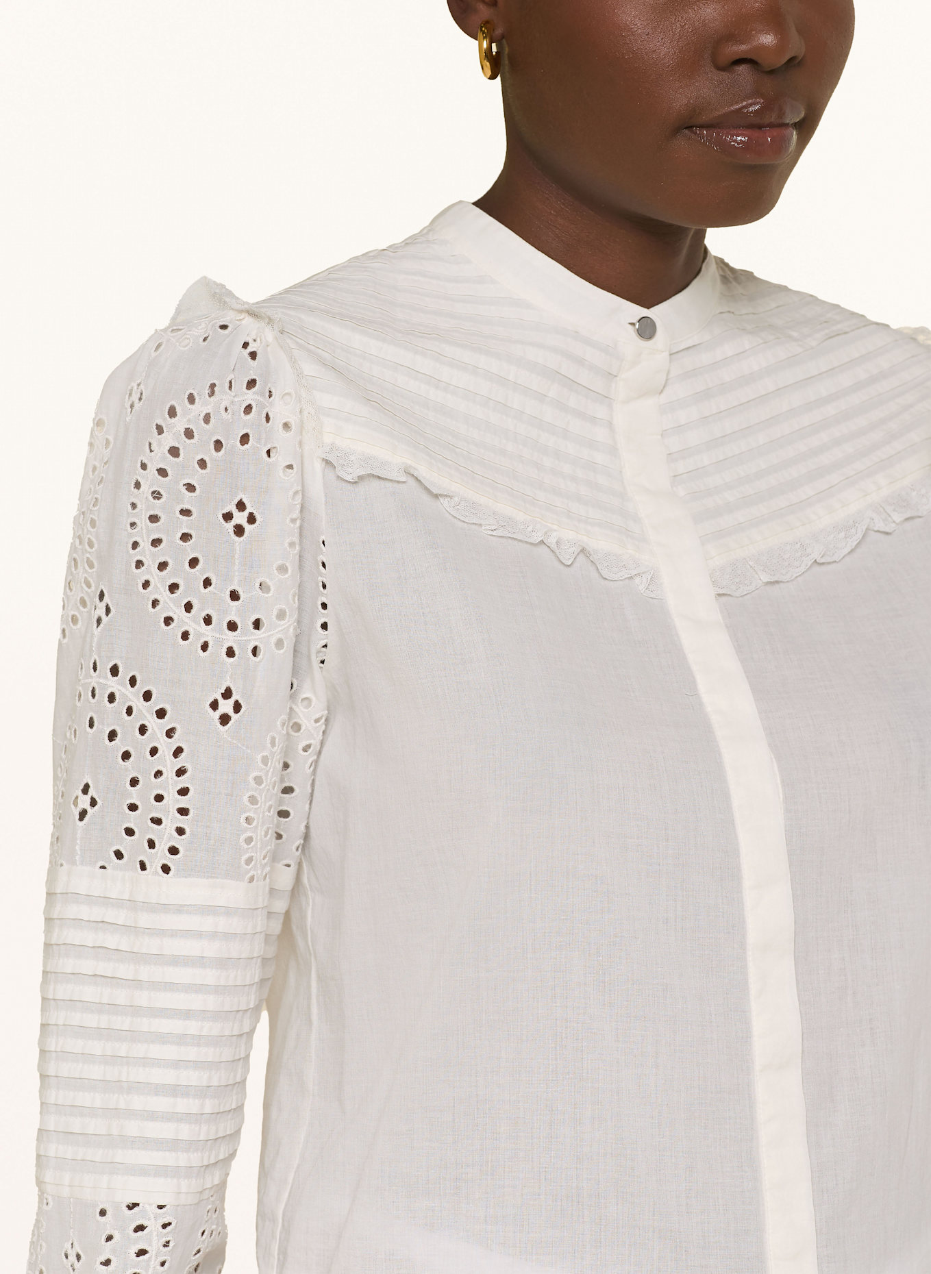 BOSS Bluse BEBRODY mit Lochspitze: WEISS