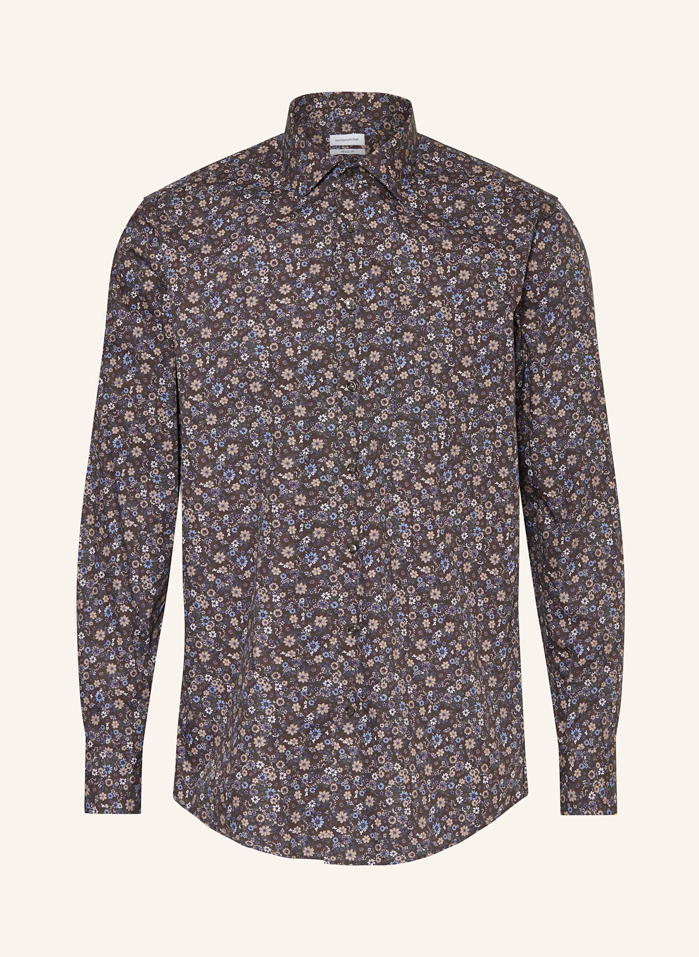 seidensticker Hemd Regular Fit: DUNKELGRÜN / BEIGE / BLAU