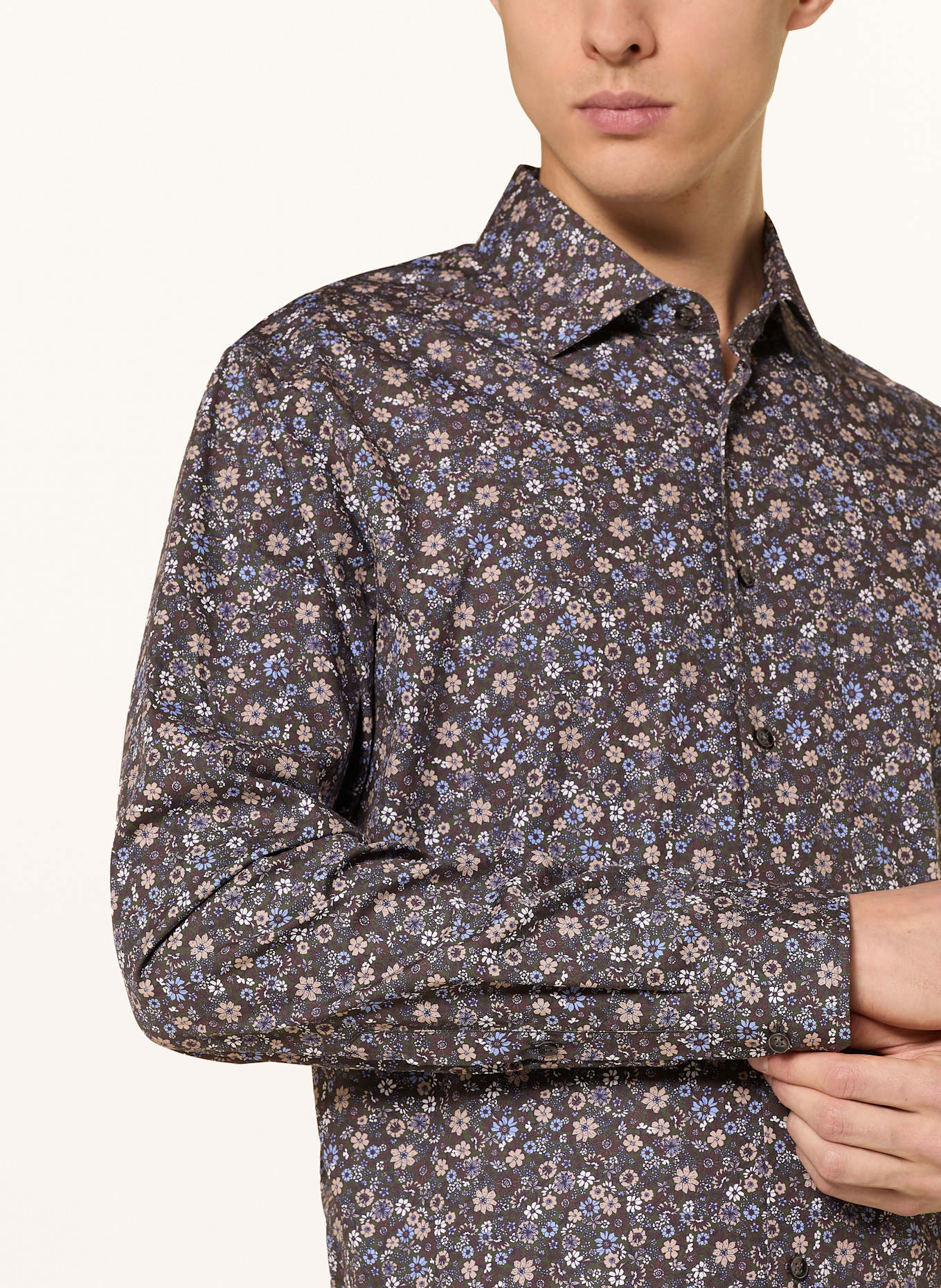 seidensticker Hemd Regular Fit: DUNKELGRÜN / BEIGE / BLAU