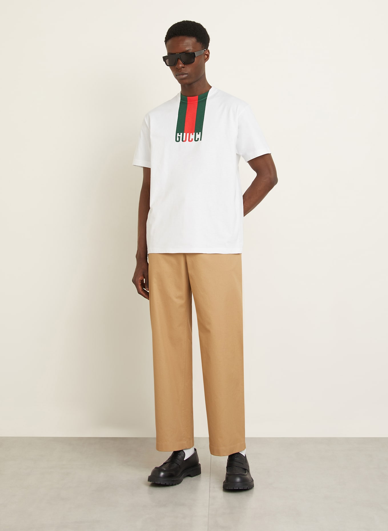 gucci floral T-shirt: WHITE