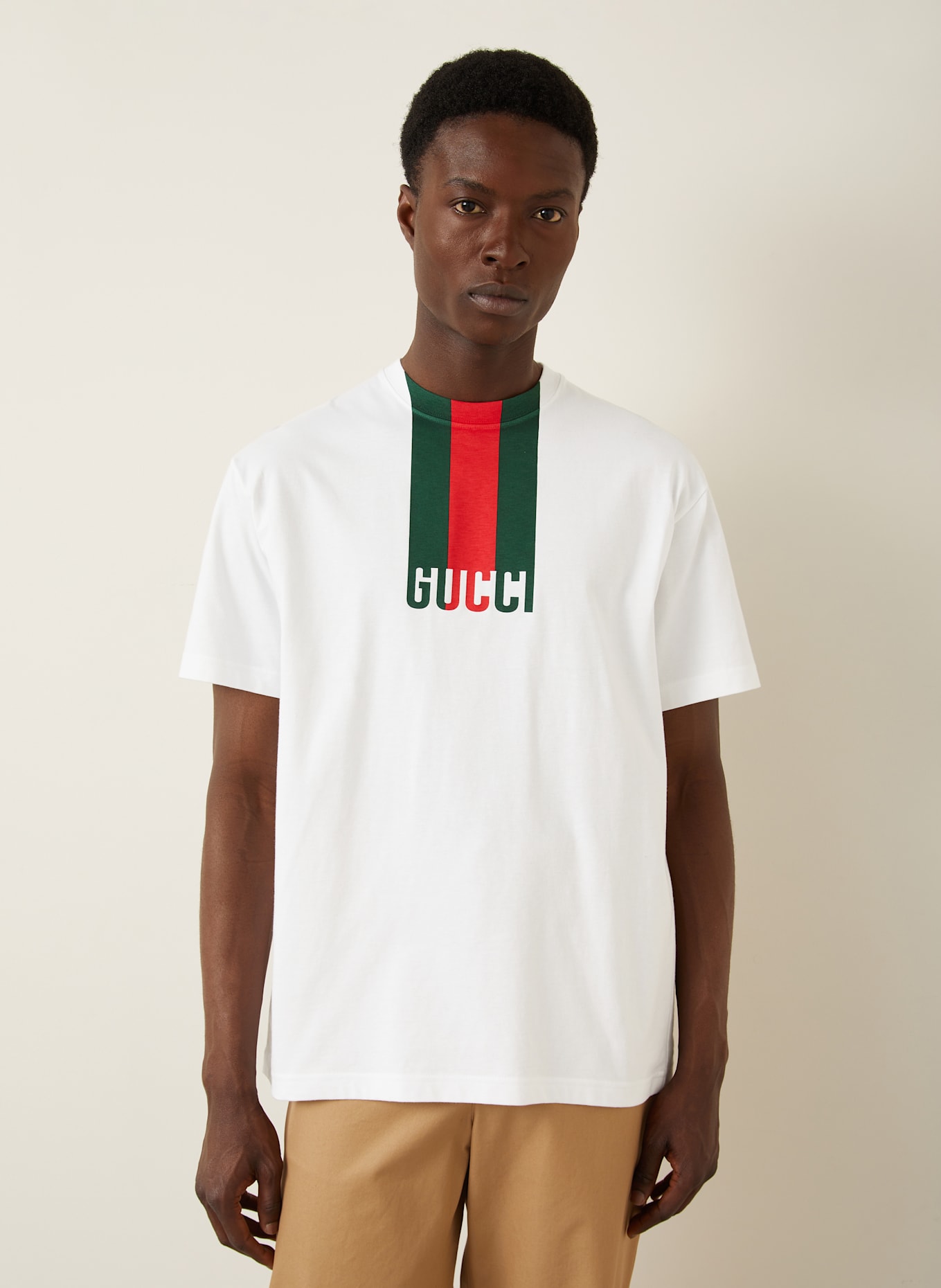 gucci floral T-shirt: WHITE