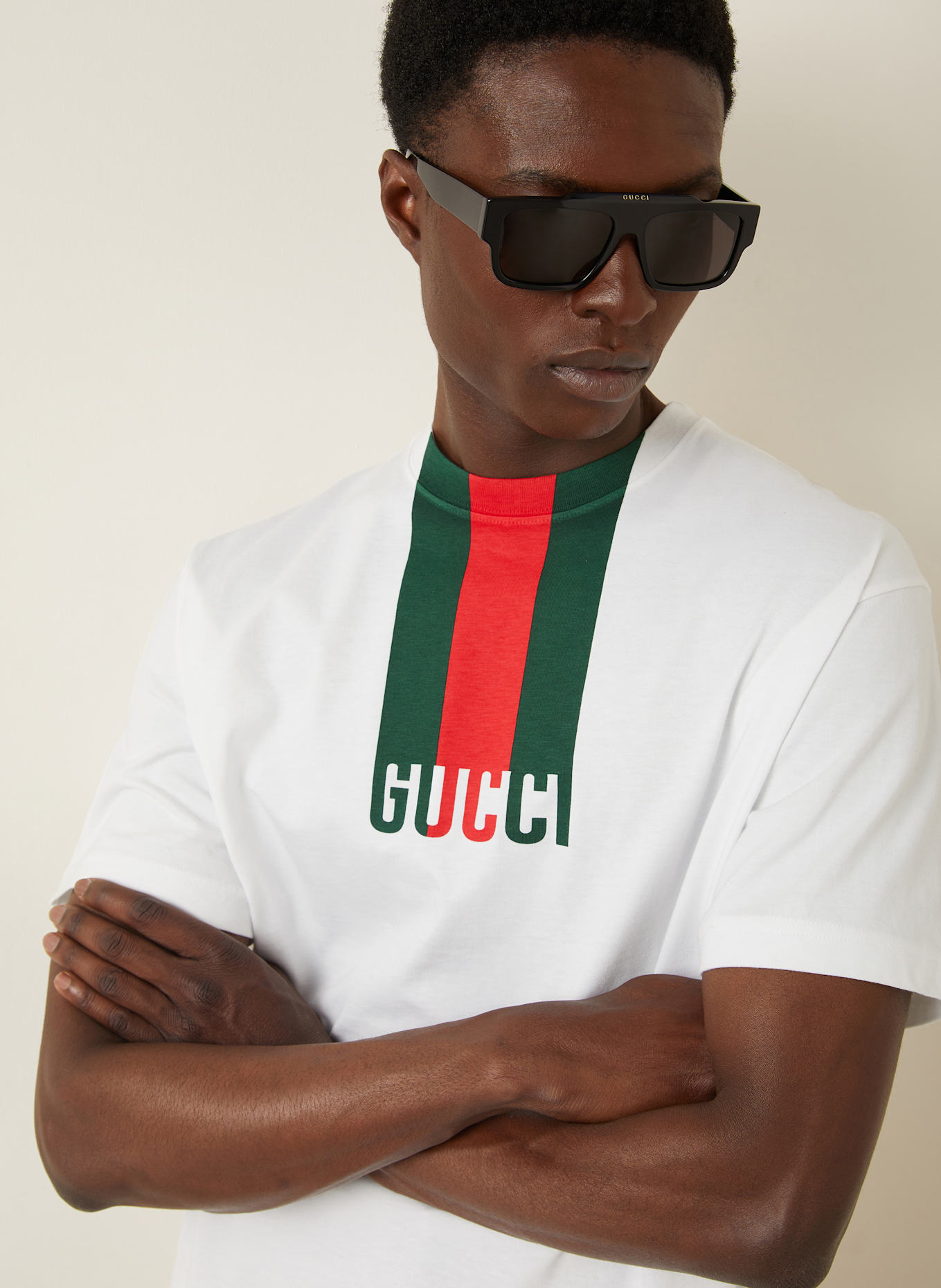 gucci floral T-shirt: WHITE