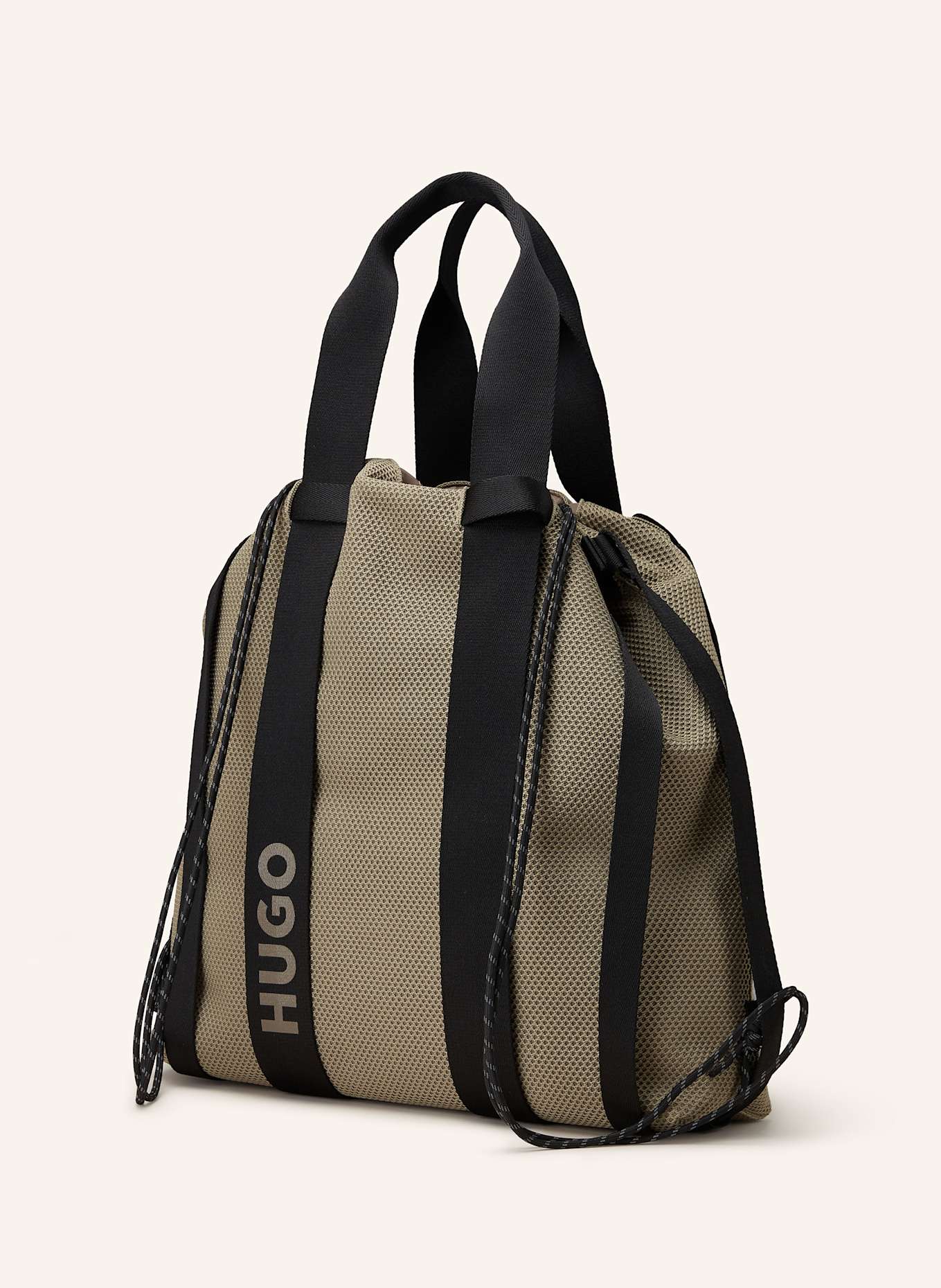 HUGO Sac cabas CIRCULAR: KAKI / NOIR