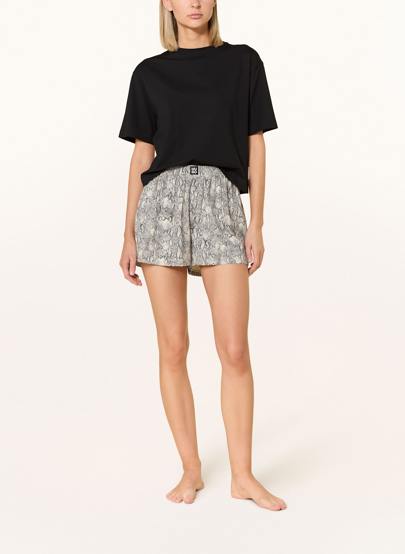 HUGO Szorty od piżamy NIKA: SZAROBRĄZOWY / CZARNY / KREMOWY