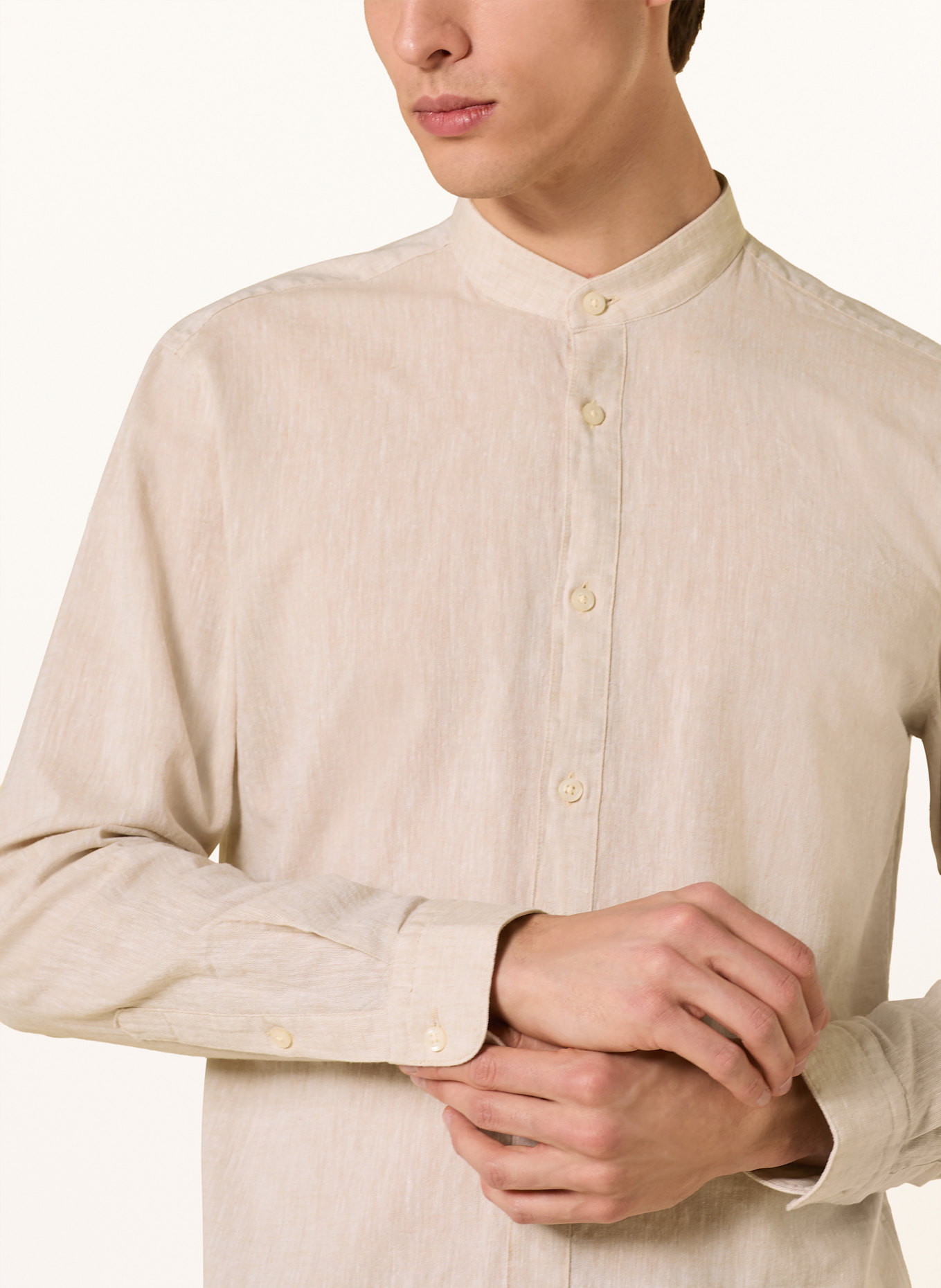 STRELLSON Shirt CORNEL-W Regular fit with linen: CREAM
