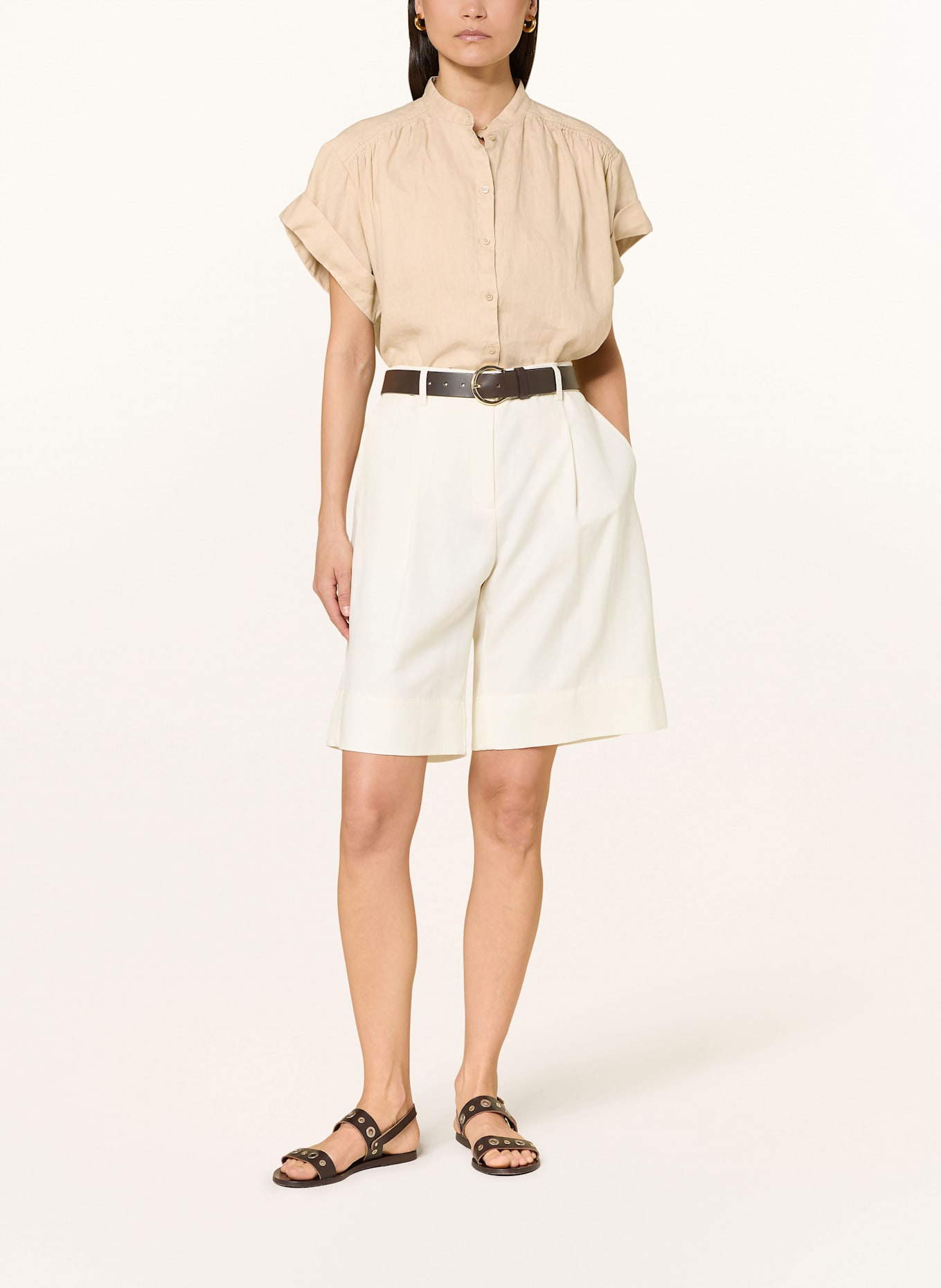 BOSS Leinenbluse BOLEANA: CREME