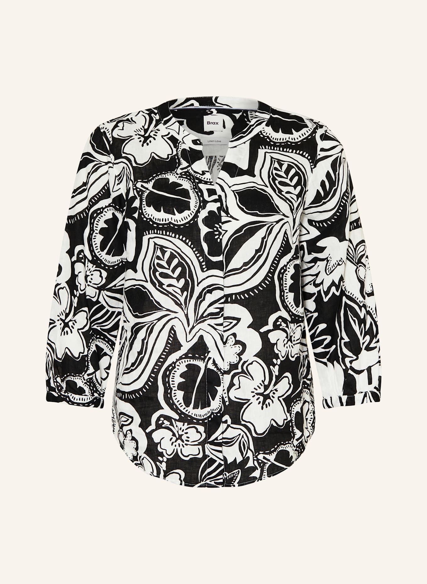 BRAX Bluse VELIA aus Leinen: SCHWARZ / WEISS