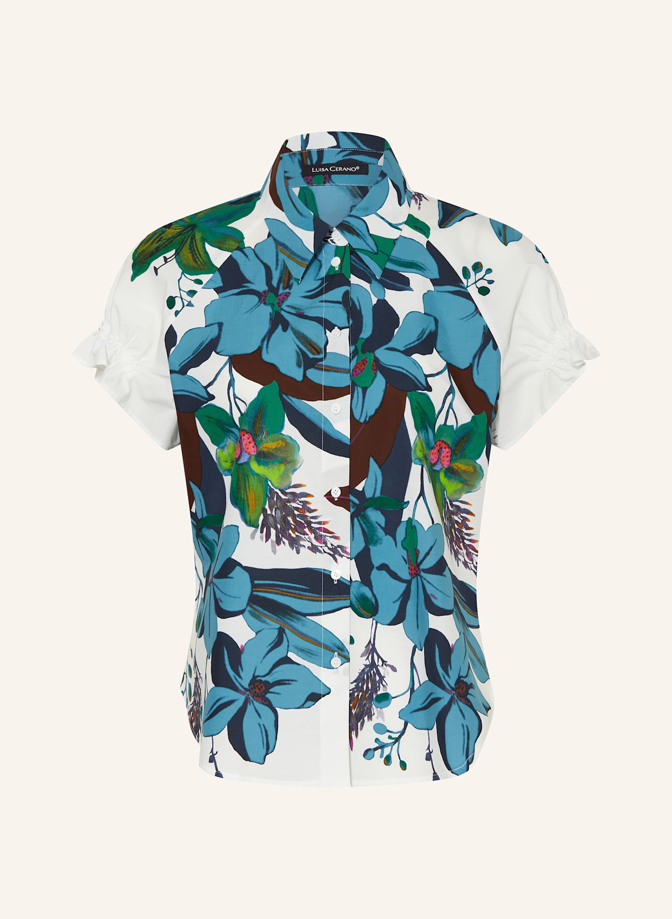 LUISA CERANO Shirt blouse: BLUE / GREEN / WHITE