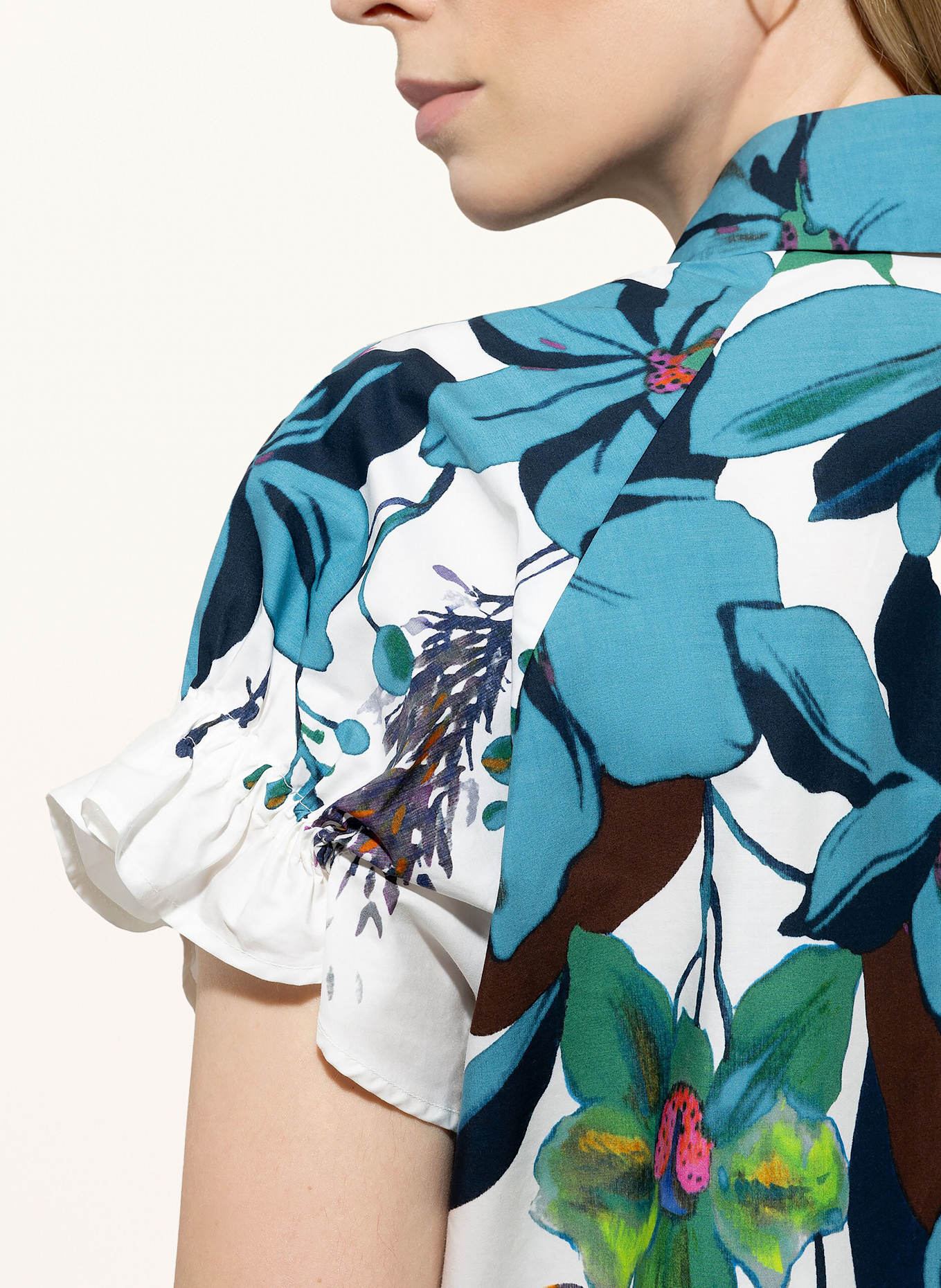 LUISA CERANO Shirt blouse: BLUE / GREEN / WHITE