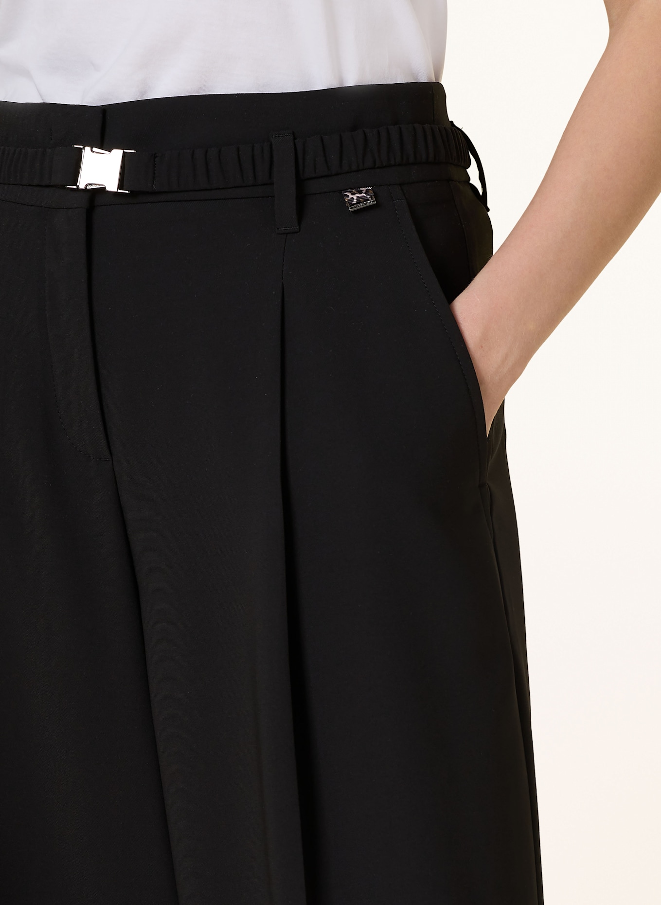 MARC CAIN Spodnie paperbag WICHITA: CZARNY