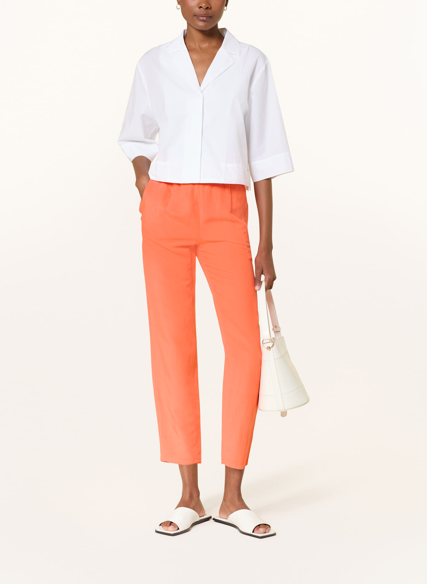 MARC CAIN Jogger style trousers RHODOS: 223 bright tomato