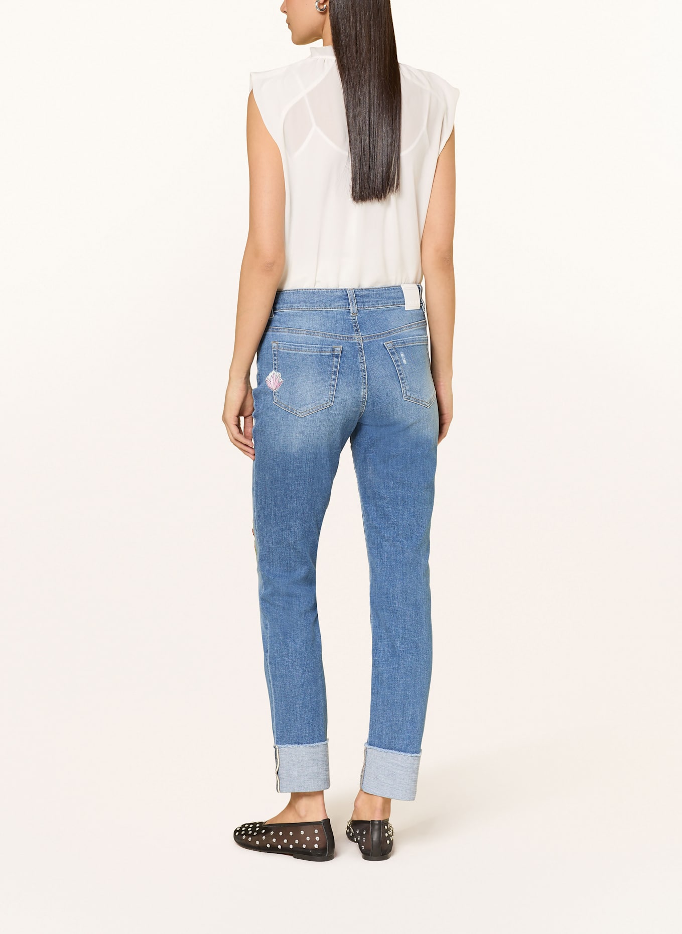 MARC CAIN Straight džíny SIKAR s flitry: 353 blue denim