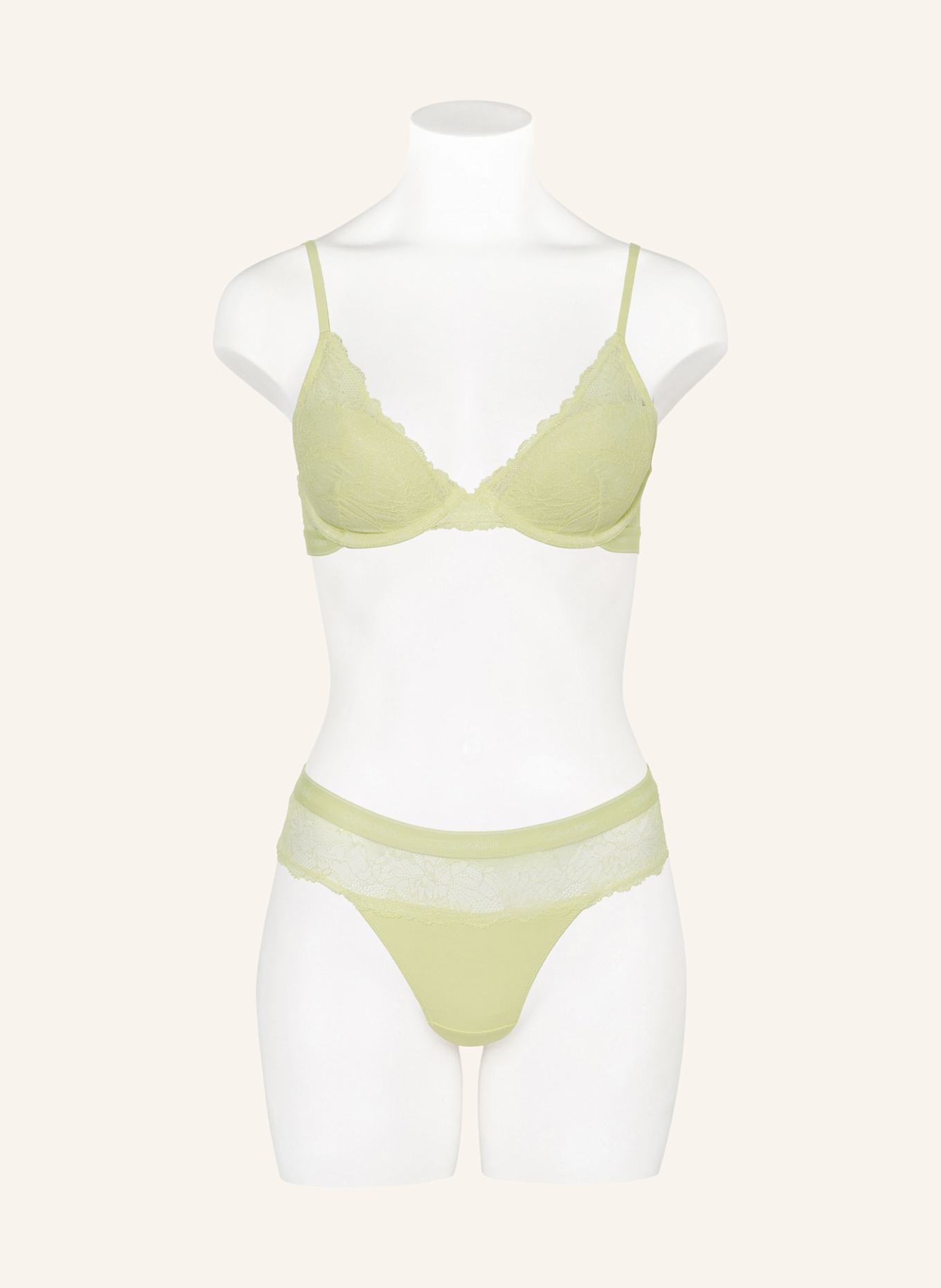Calvin Klein Vyztužená podprsenka ICON LACE: SVĚTLE ZELENÁ