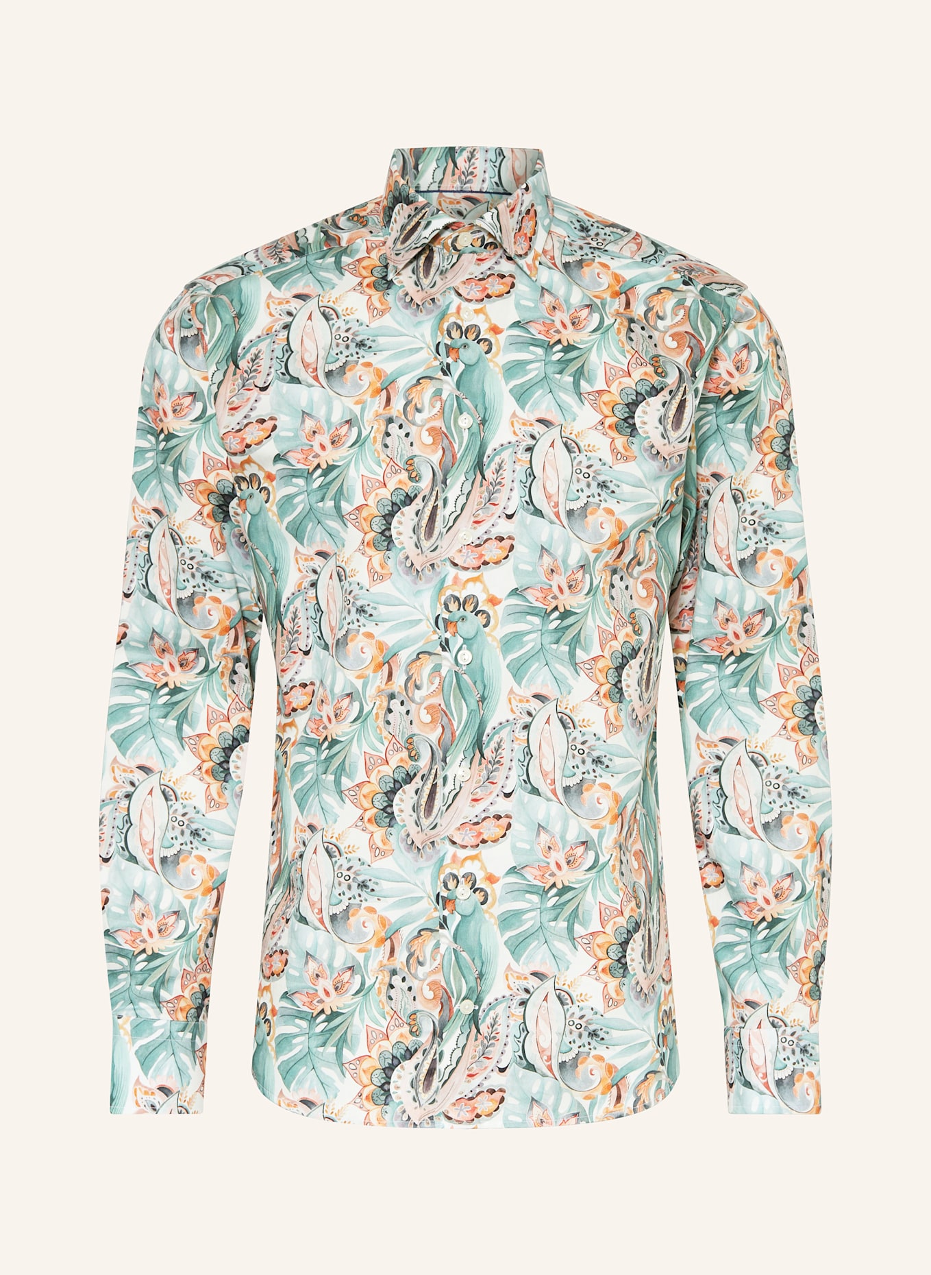 ETON Shirt slim fit: WHITE / TEAL / LIGHT RED