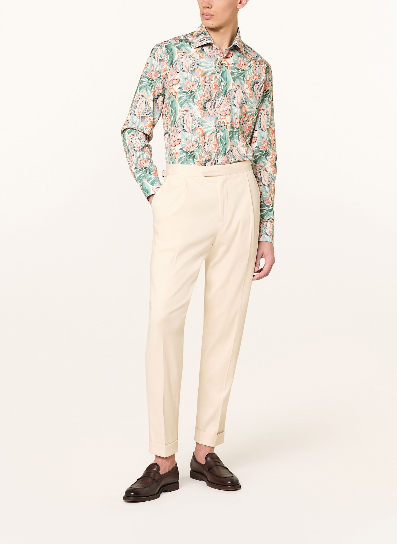 ETON Shirt slim fit: WHITE / TEAL / LIGHT RED